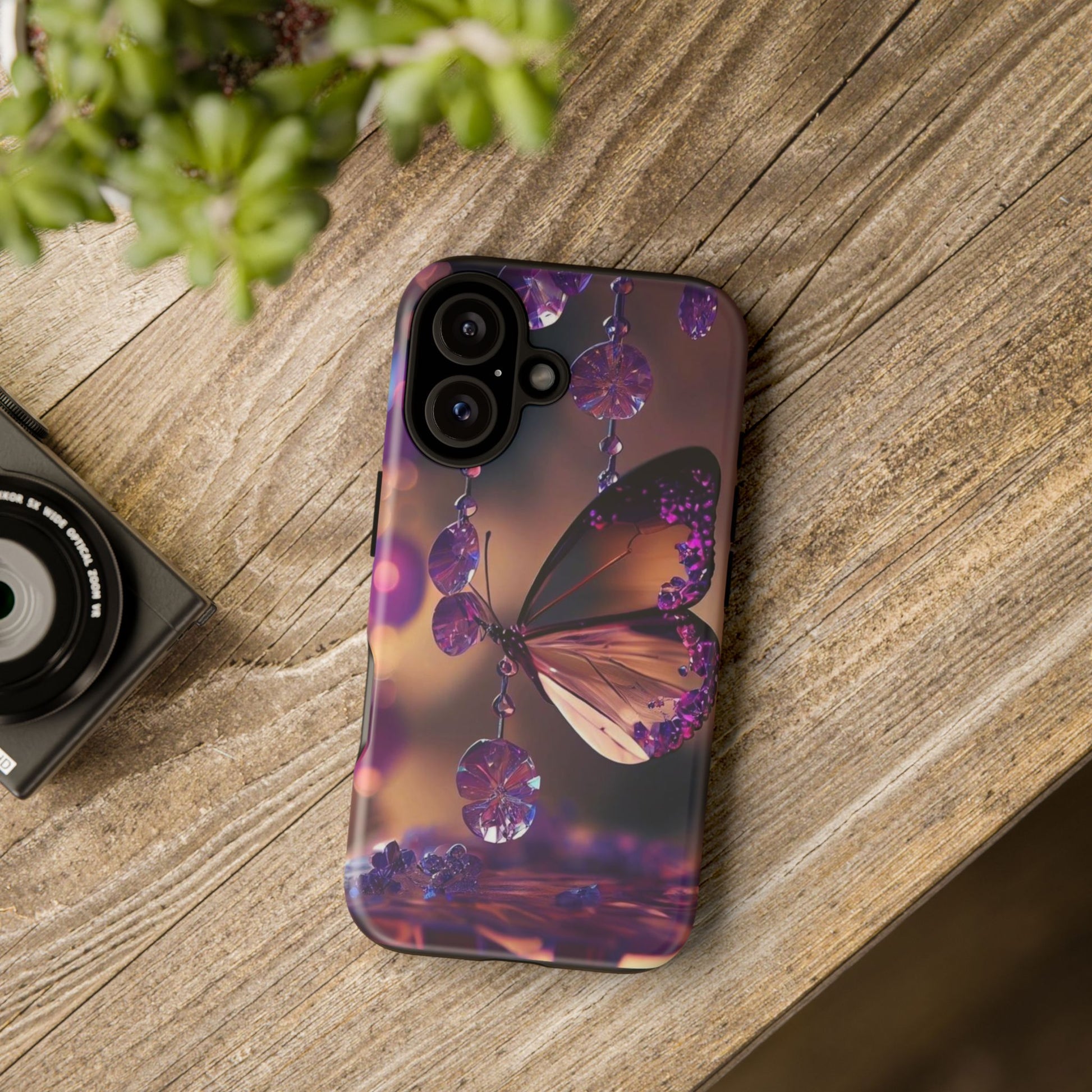 Purple Butterfly Tough Cases for iPhones, Samsung, and Pixel