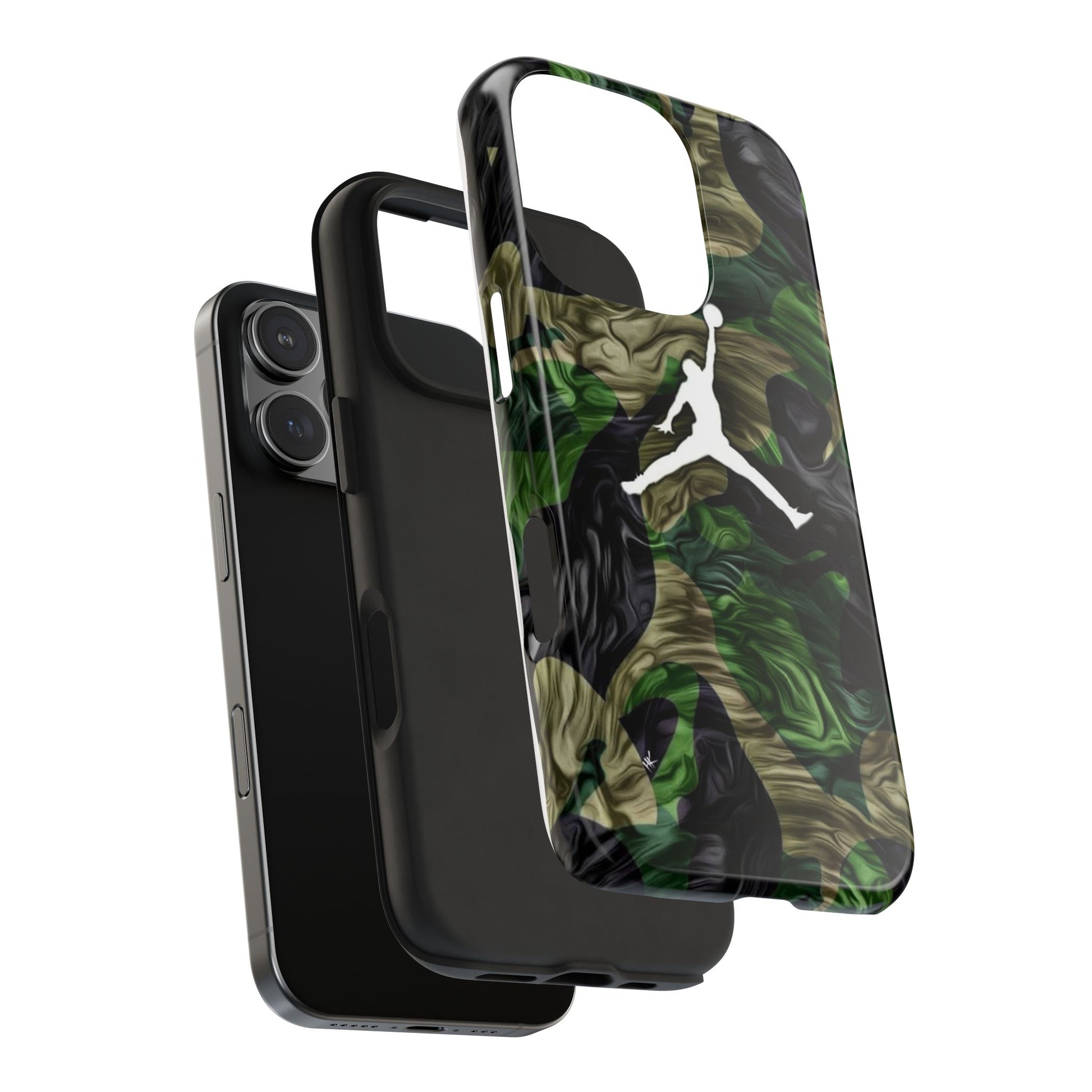 Green camouflage Jumpman Theme Phone Cases for Iphones & Samsung Phones