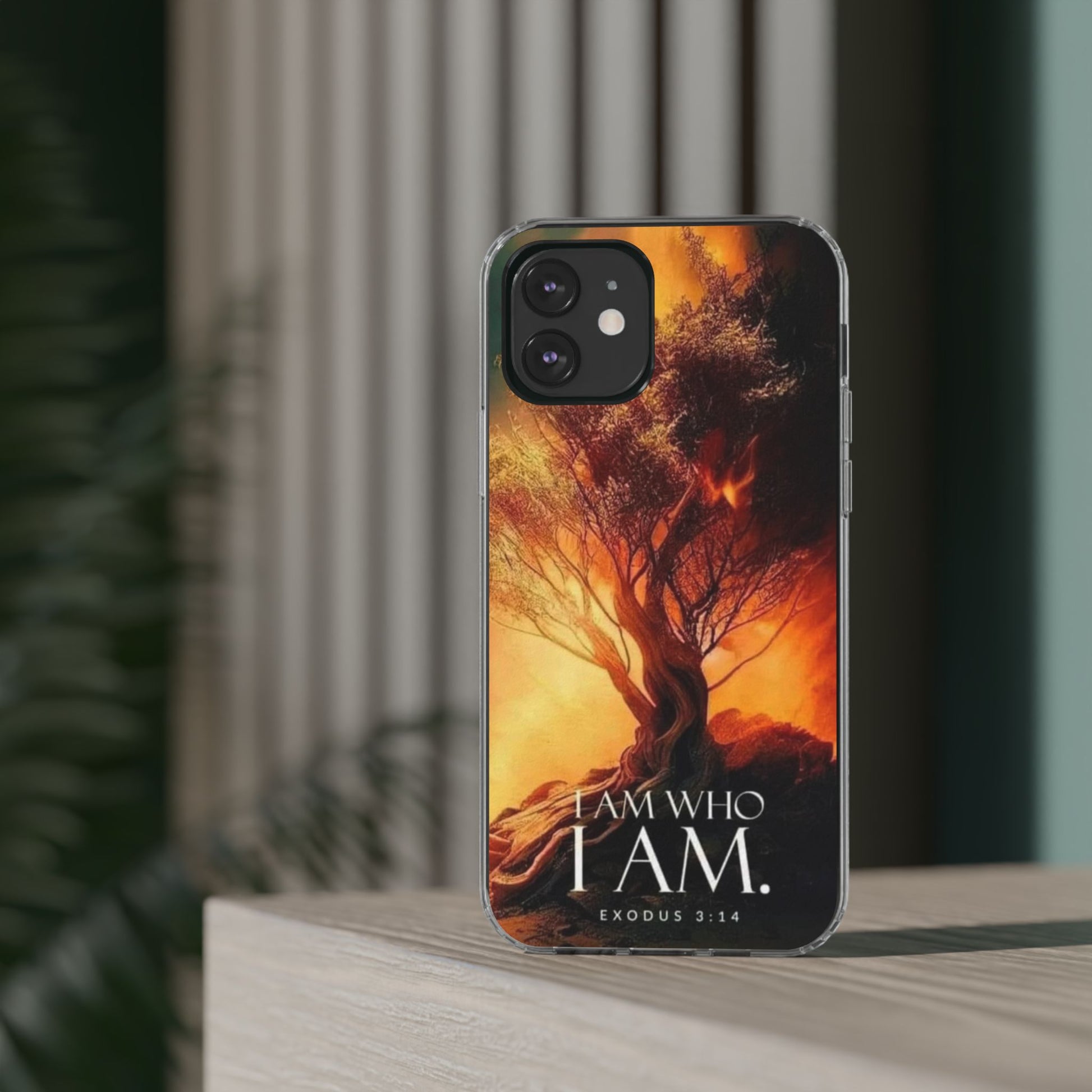 Phone Case, I Am Who I Am Bible Verse Clear Case for Iphone Samsung, Religious