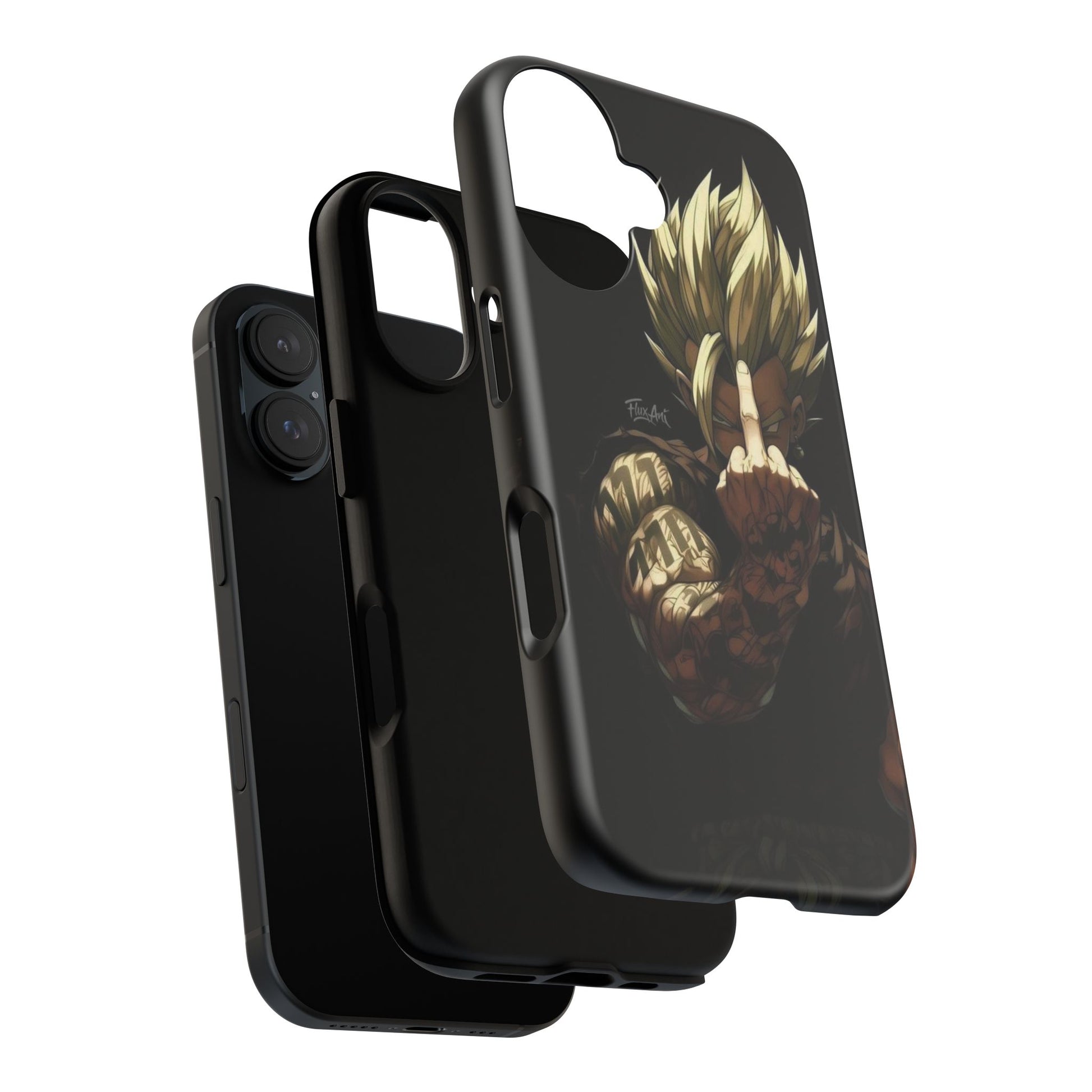 Middle Finger SS Goku Dragon Ball Z Tough Cases for iPhones, Samsung, and Pixel