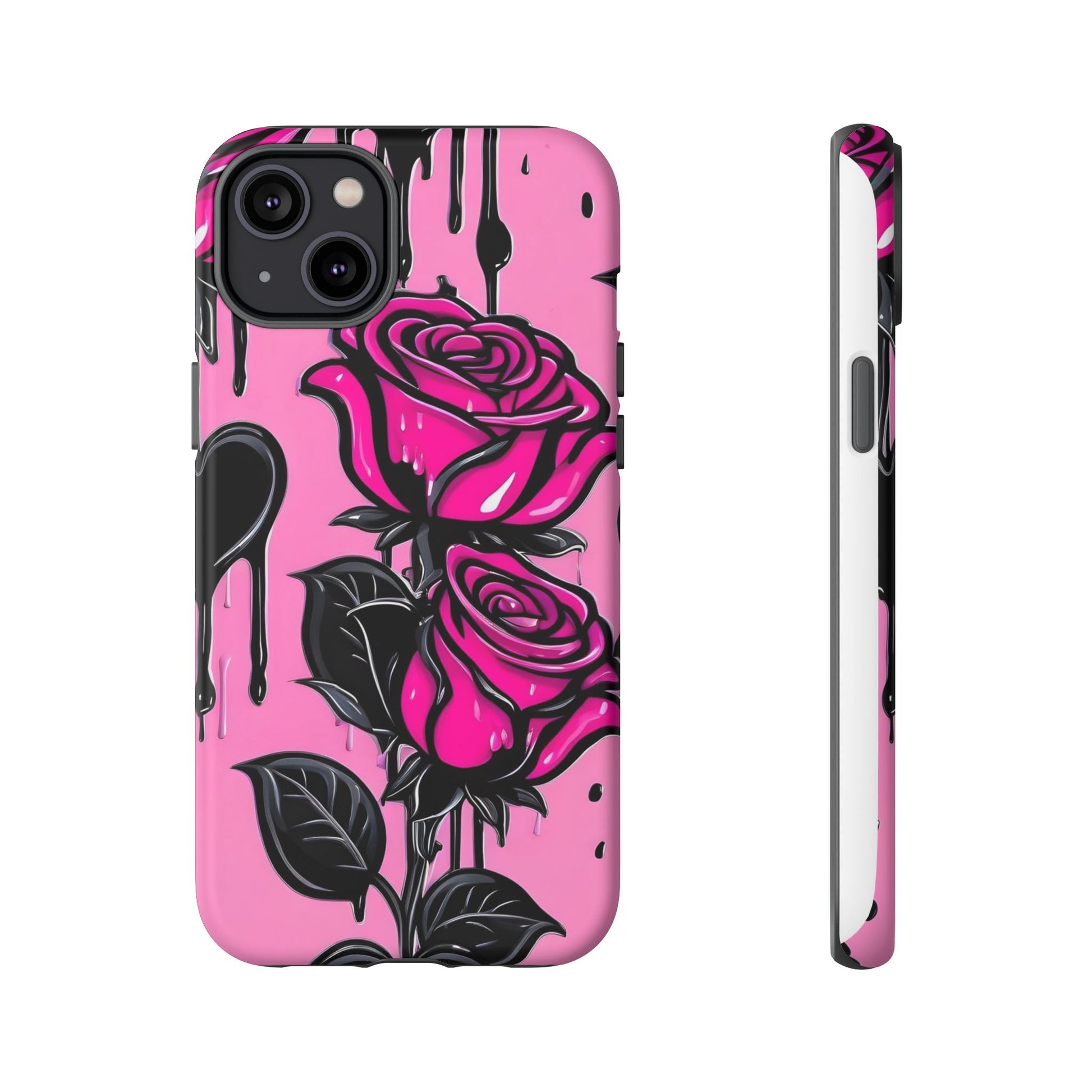 Pink Rose Tough Girly Cases for iPhones, Samsung, and Pixel