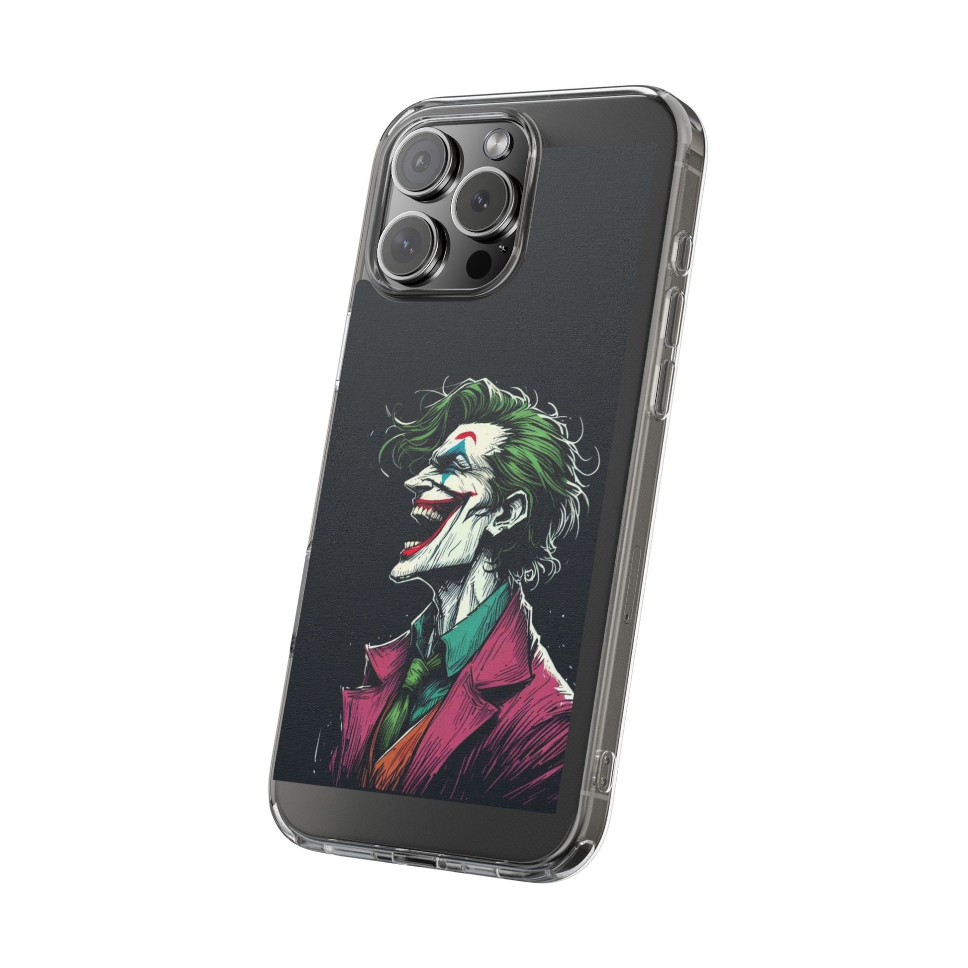 Phone Case, Comic book Inspired Design Joker Laughing, Clear Phone Cover