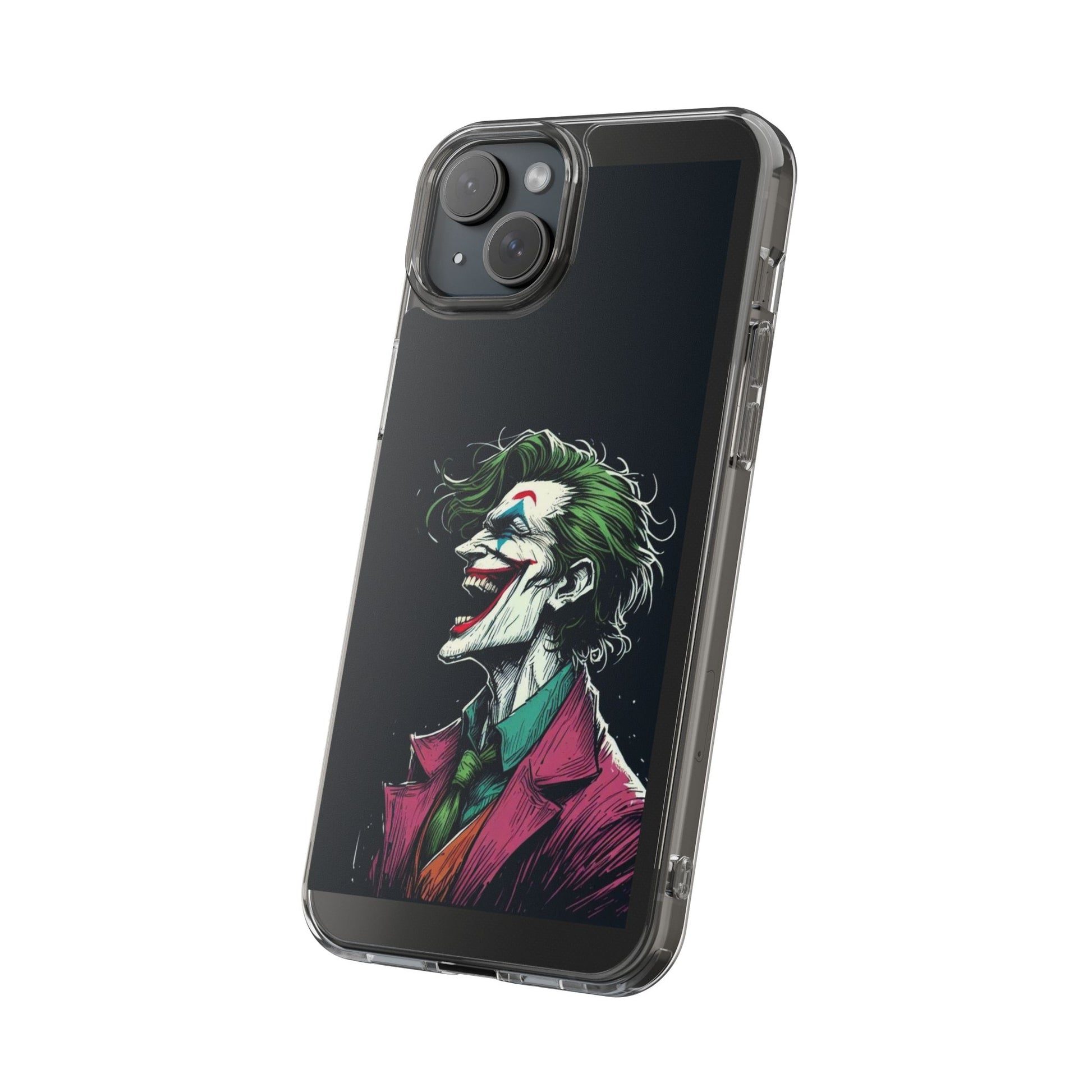 Phone Case, Comic book Inspired Design Joker Laughing, Clear Phone Cover