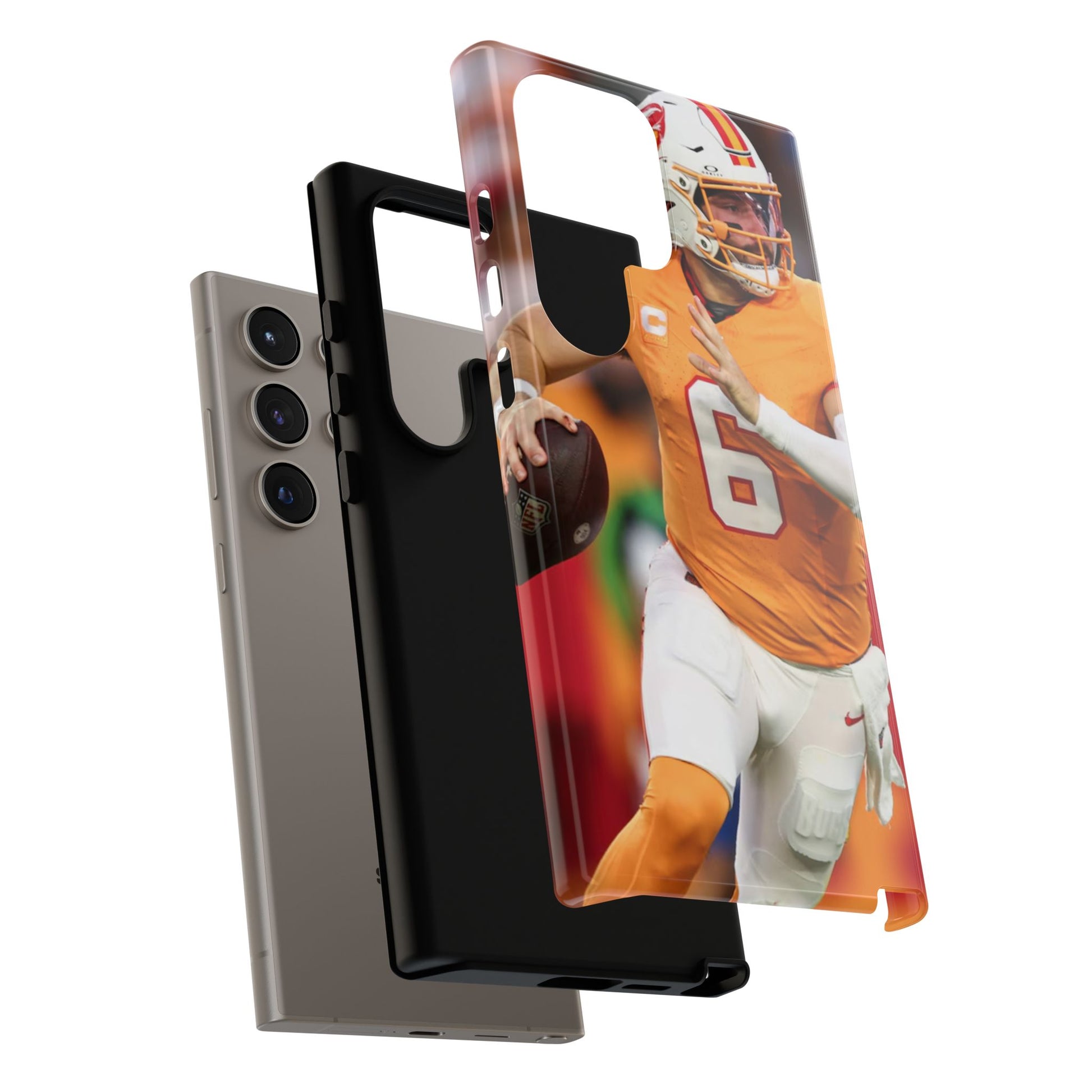 Tampa Bay Buccaneers Baker Mayfield Football Tough Cases for iPhones, Samsung, and Pixel