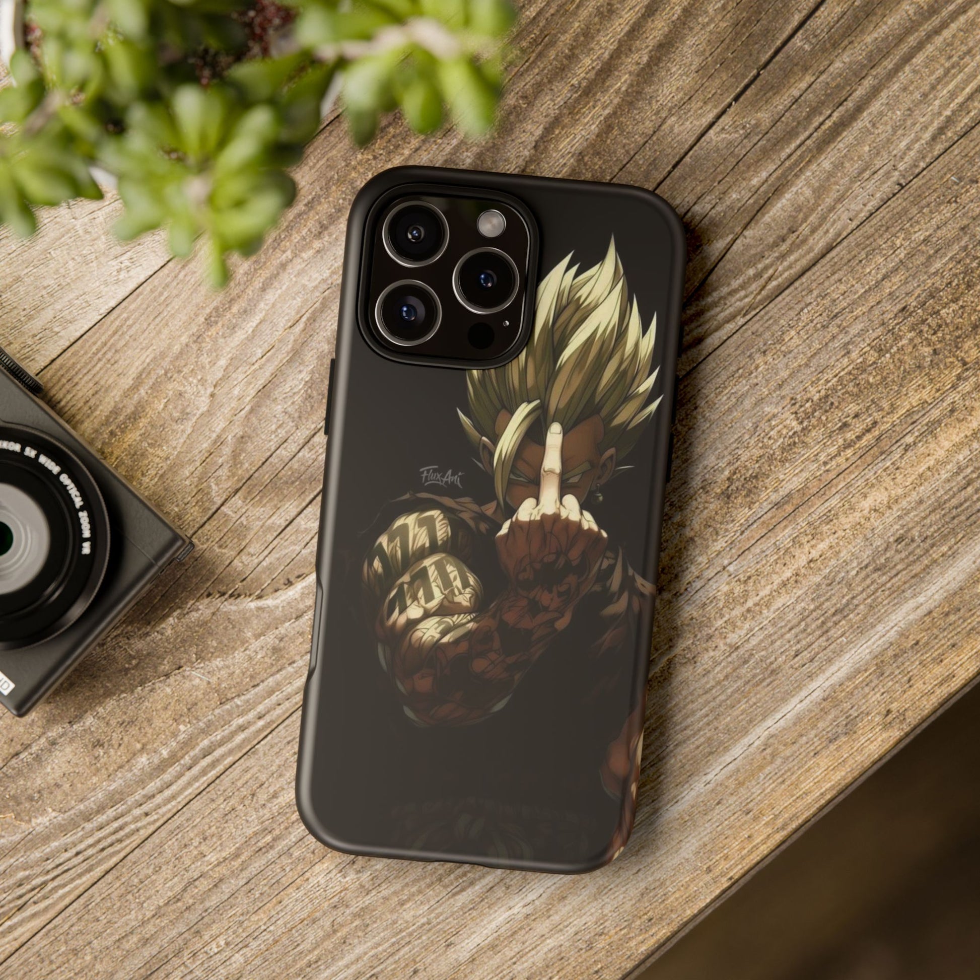 Middle Finger SS Goku Dragon Ball Z Tough Cases for iPhones, Samsung, and Pixel