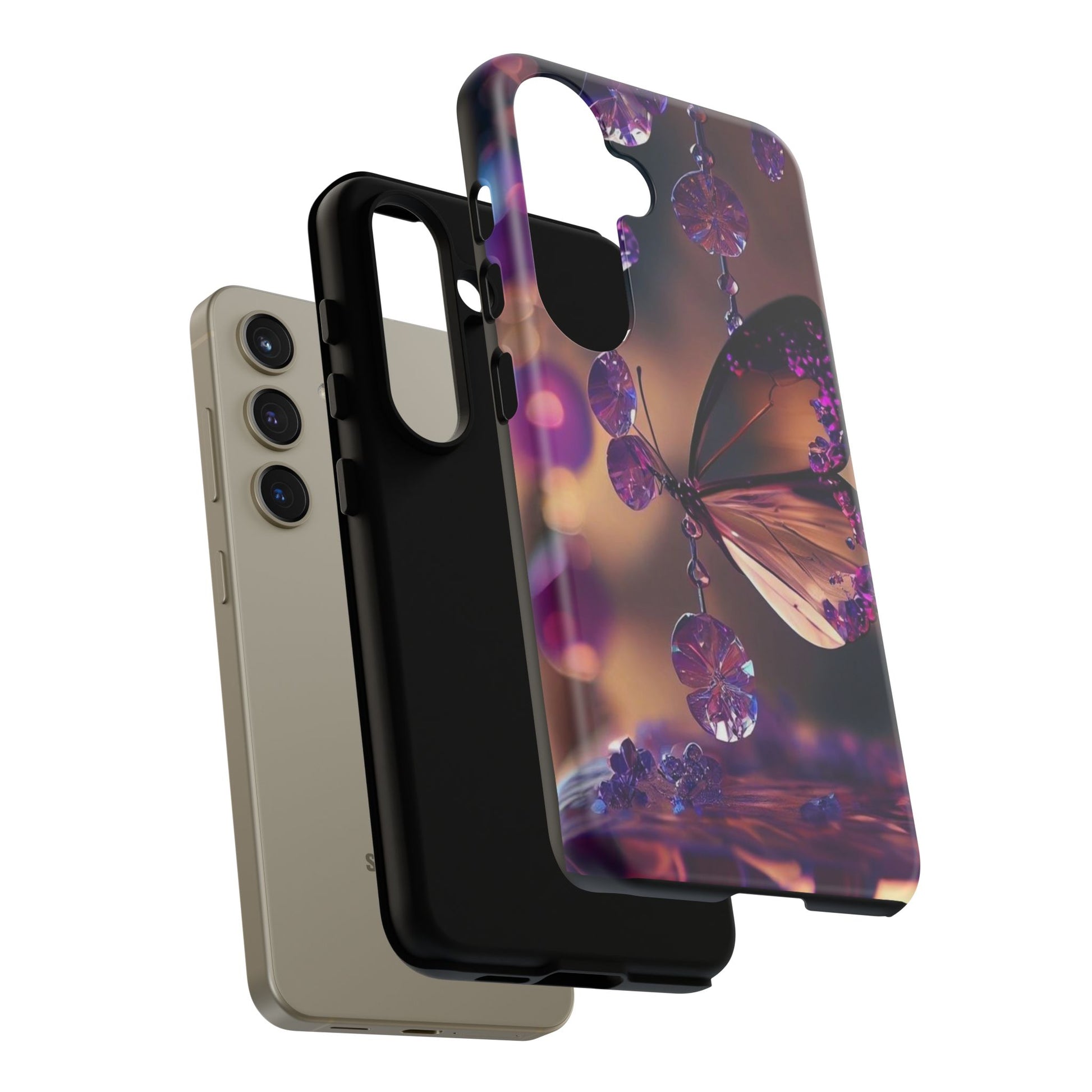 Purple Butterfly Tough Cases for iPhones, Samsung, and Pixel
