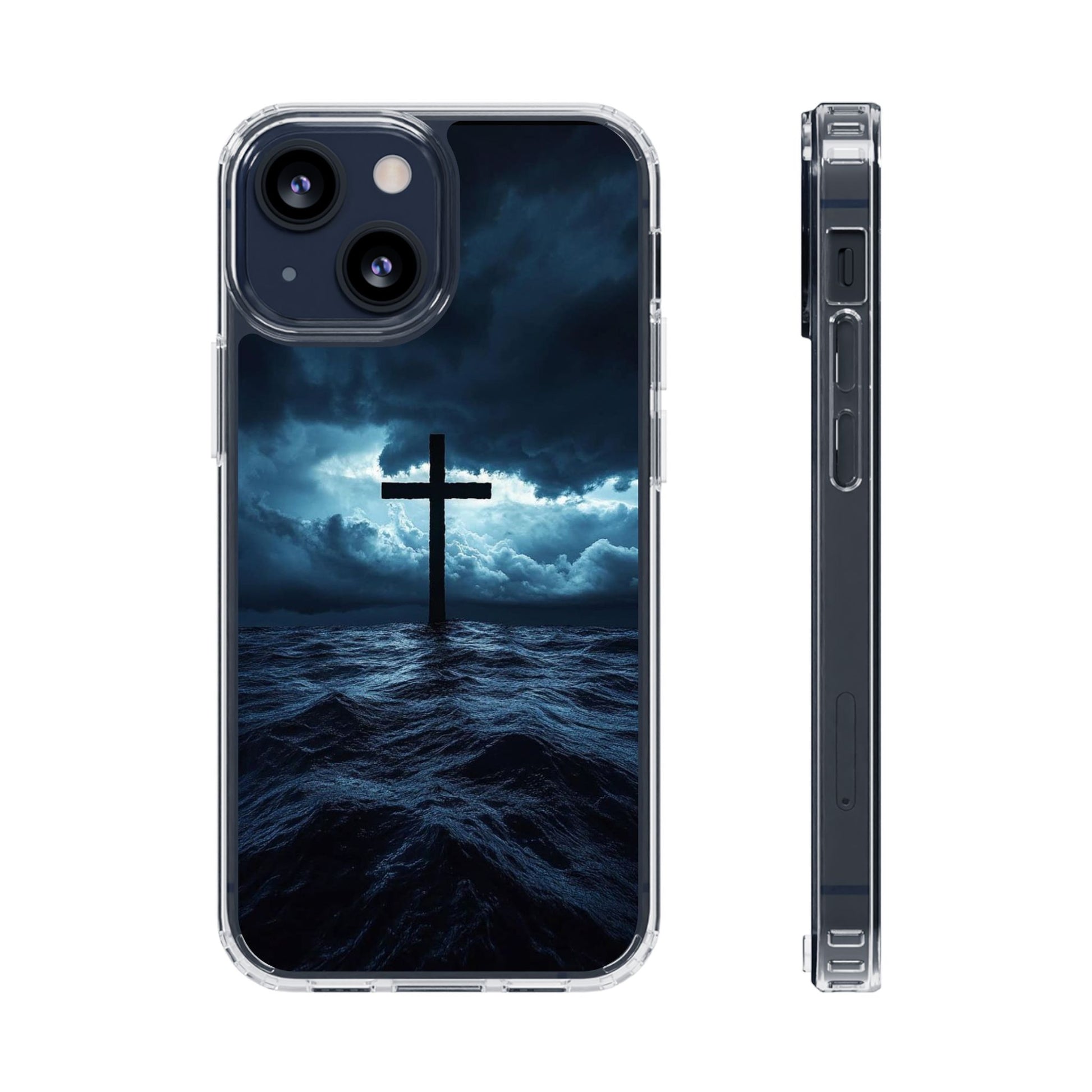 Christian Cross Storm Clear Case - Religious iPhone Samsung Cover, Faith Phone