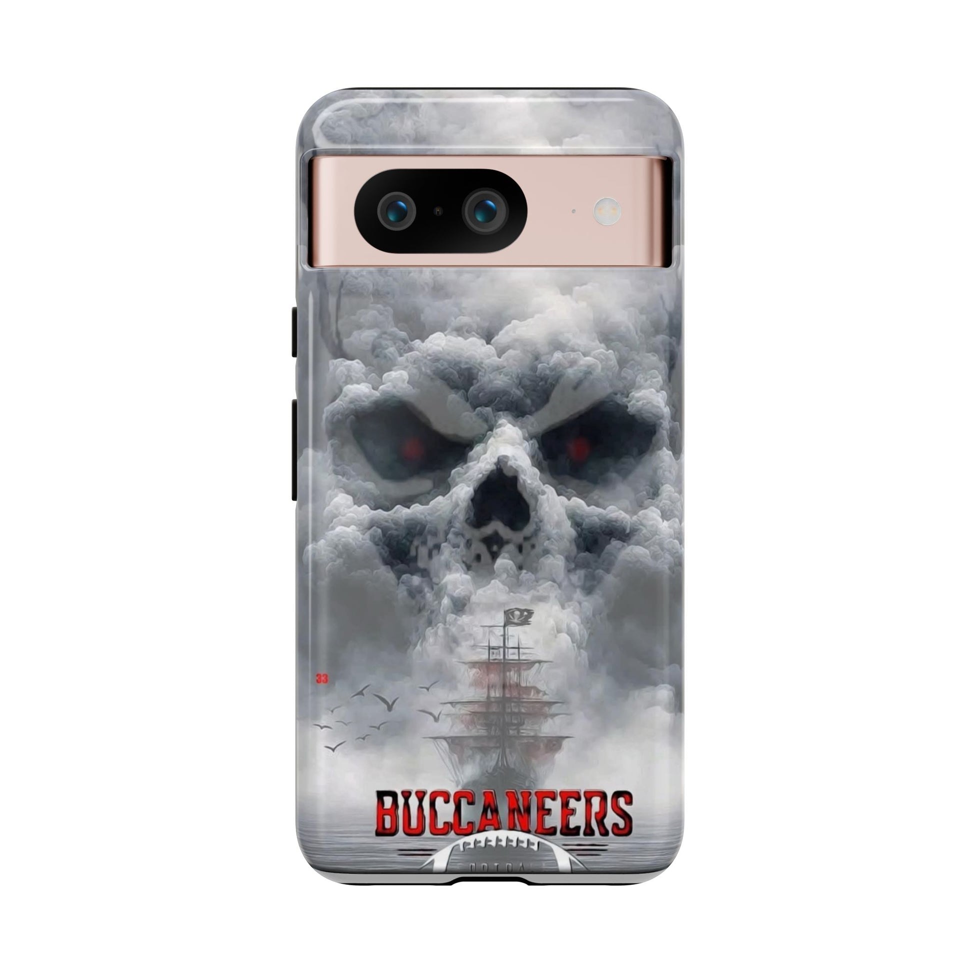Skull Pirate Ship Football Buccaneers Tough Cases for iPhones, Samsung, and Pixel