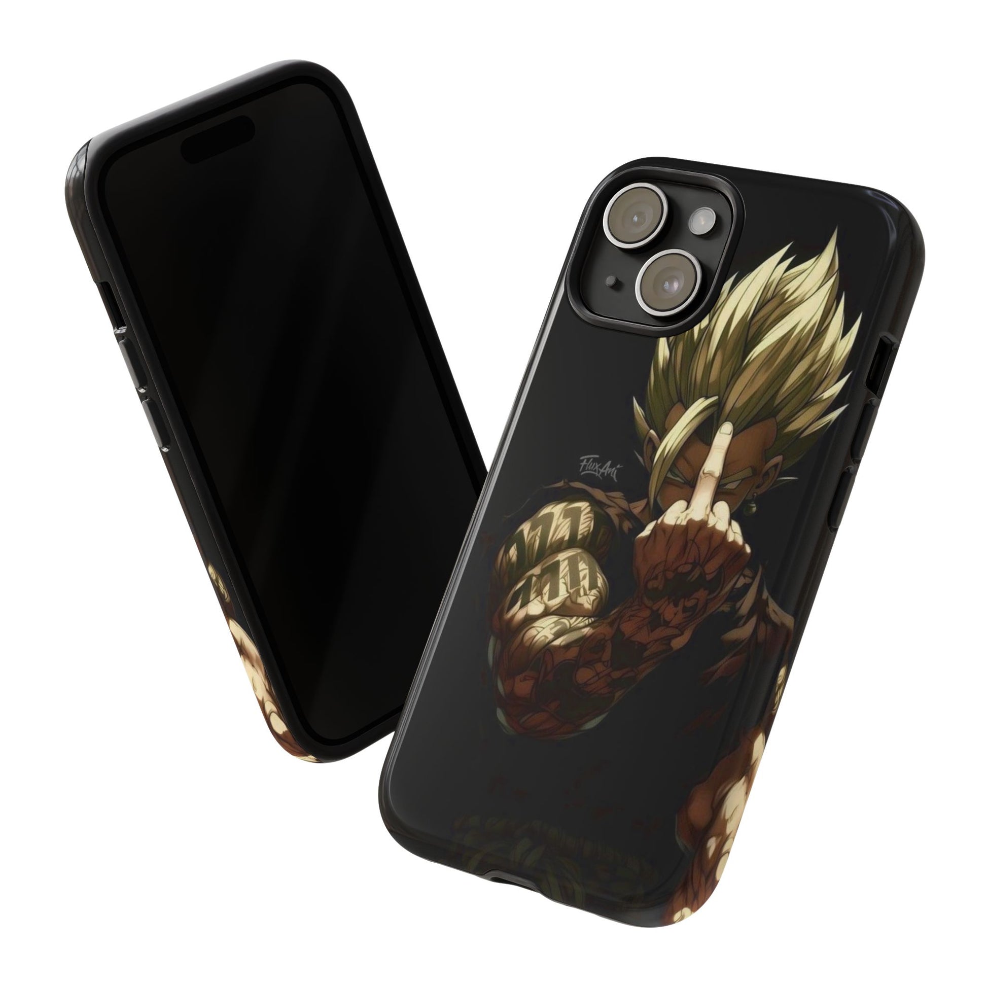 Middle Finger SS Goku Dragon Ball Z Tough Cases for iPhones, Samsung, and Pixel