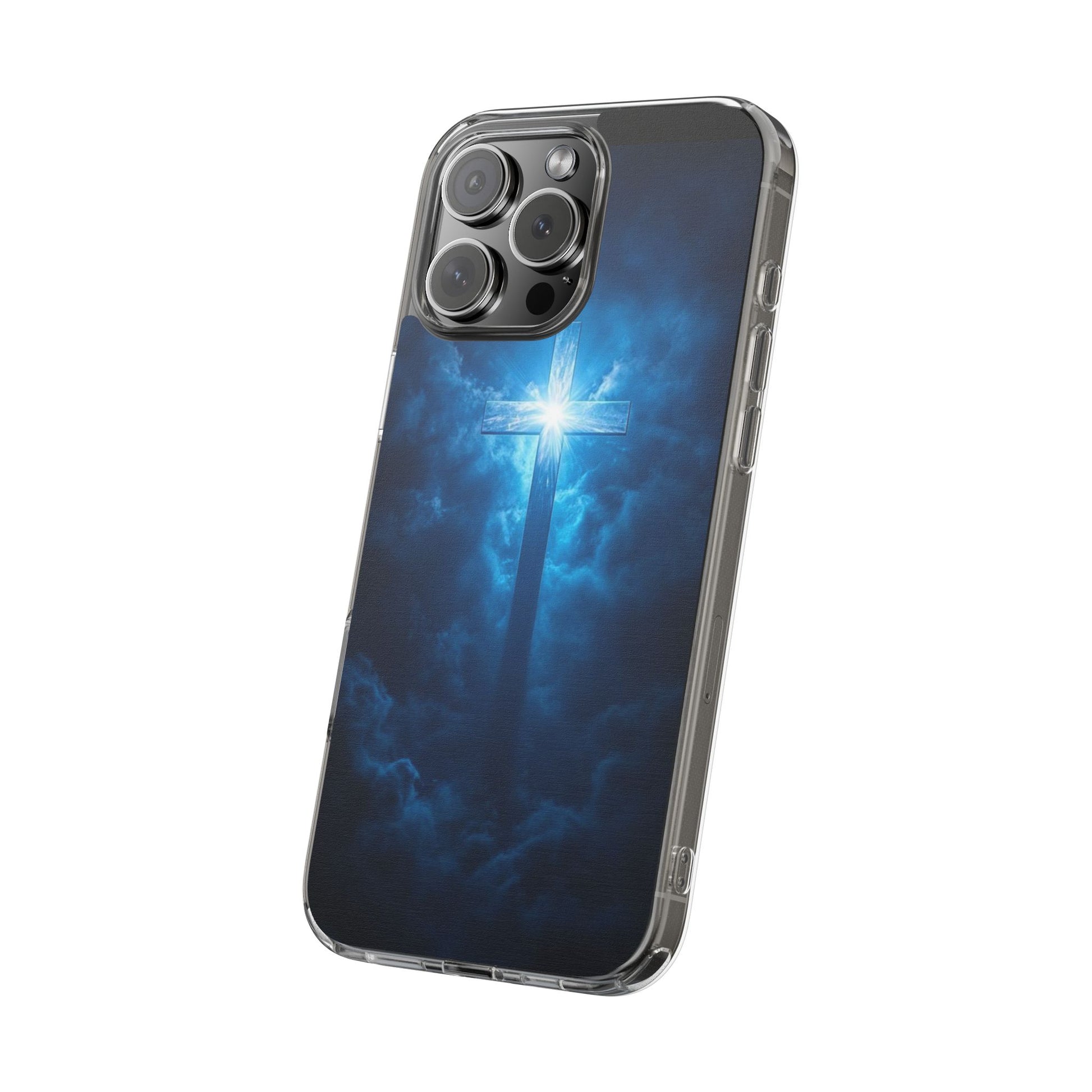 Religious Phone Case, Christian Cross in Clouds Art, Phone Accessories, Samsung