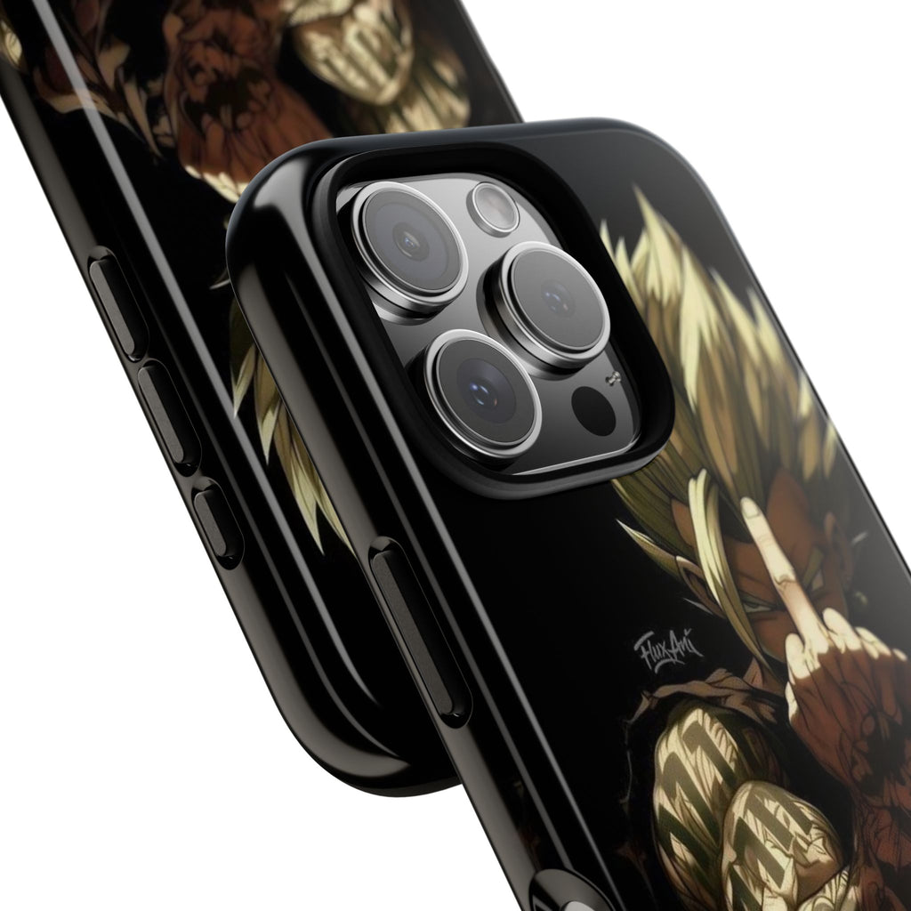 Middle Finger SS Goku Dragon Ball Z Tough Cases for iPhones, Samsung, and Pixel