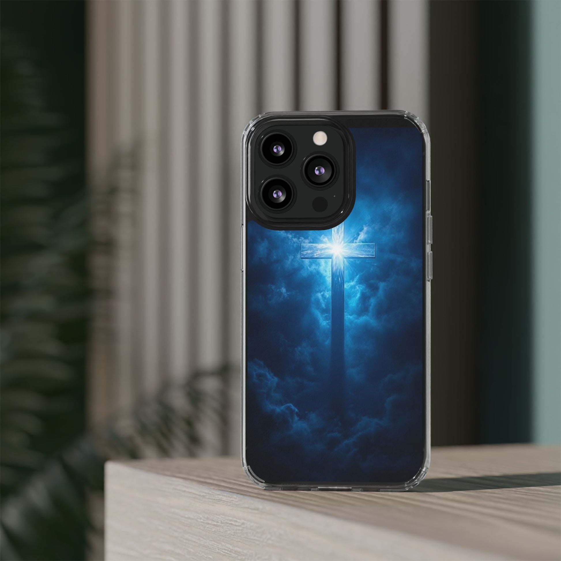 Religious Phone Case, Christian Cross in Clouds Art, Phone Accessories, Samsung