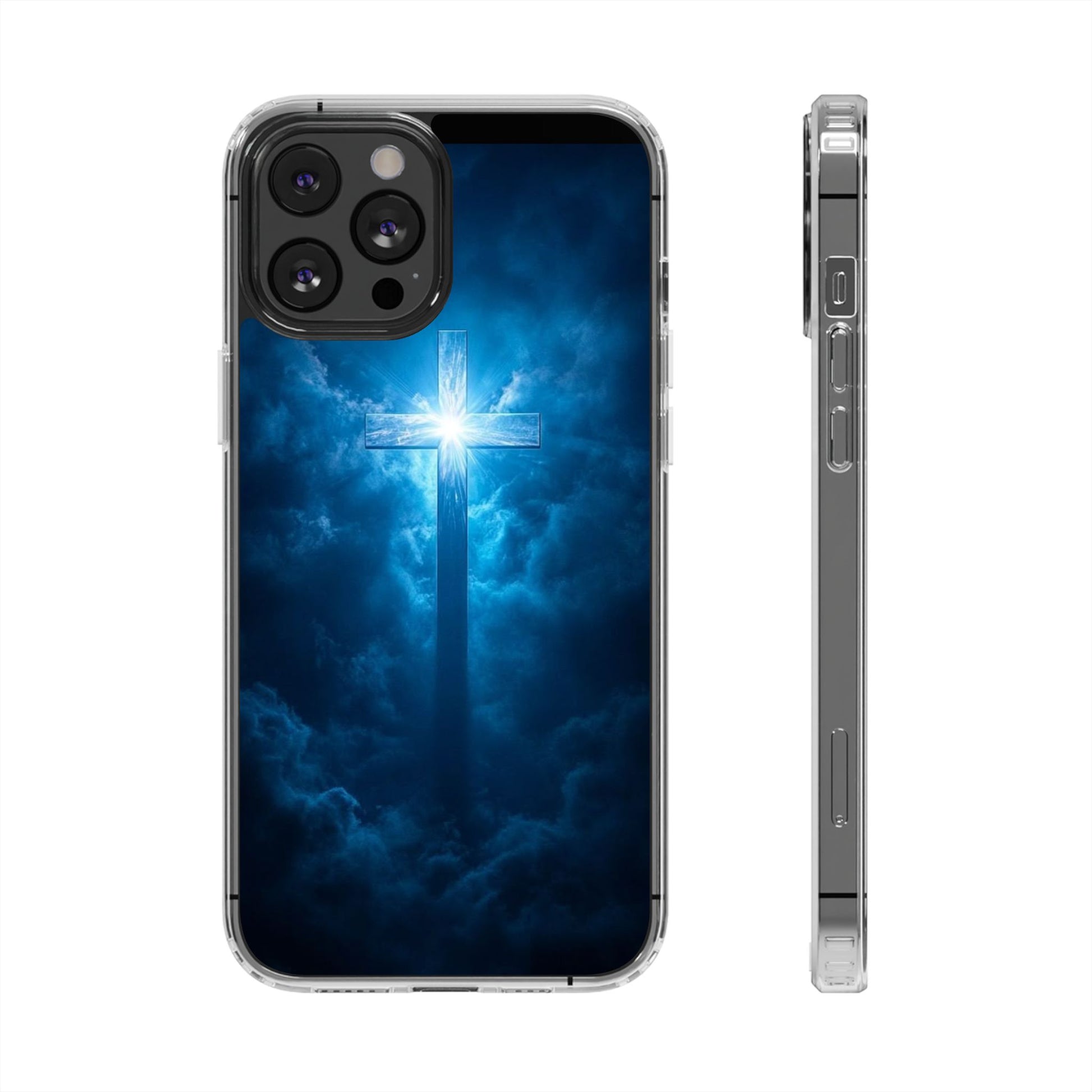 Religious Phone Case, Christian Cross in Clouds Art, Phone Accessories, Samsung