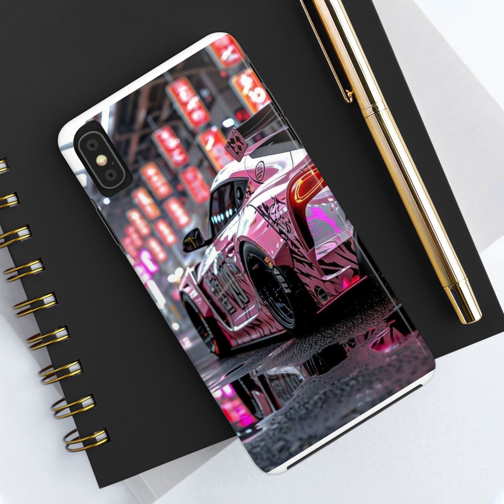 Pink Sports Car Tough Phone Cases for Iphones & Samsung Phones Durable