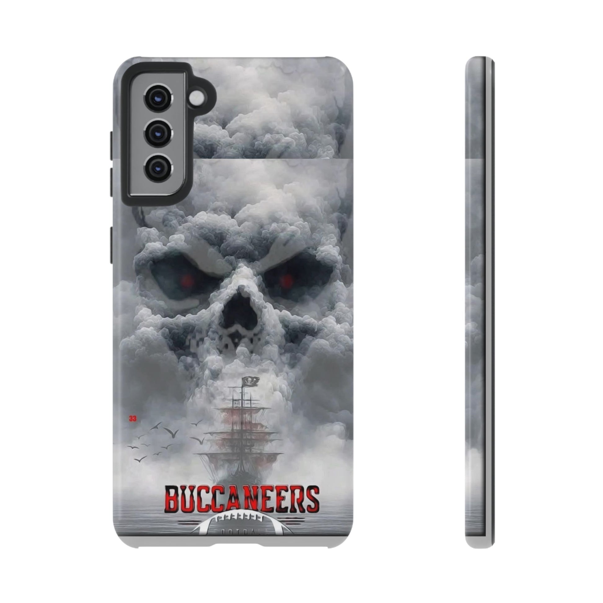 Skull Pirate Ship Football Buccaneers Tough Cases for iPhones, Samsung, and Pixel