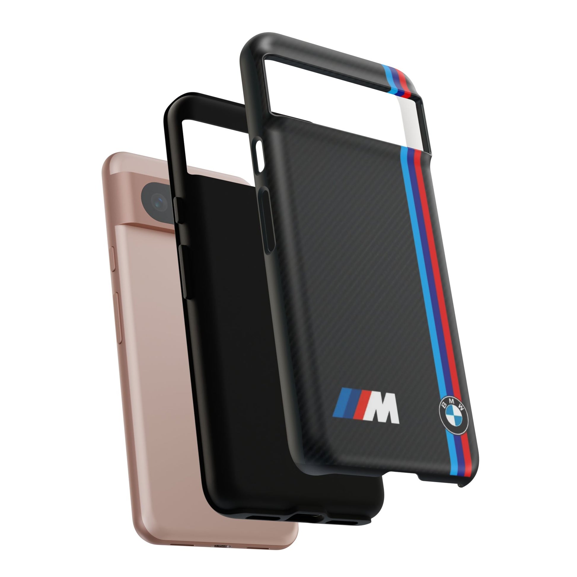 BMW M Stripes Carbon Fiber Design Tough Cases for iPhones, Samsung, and Pixel