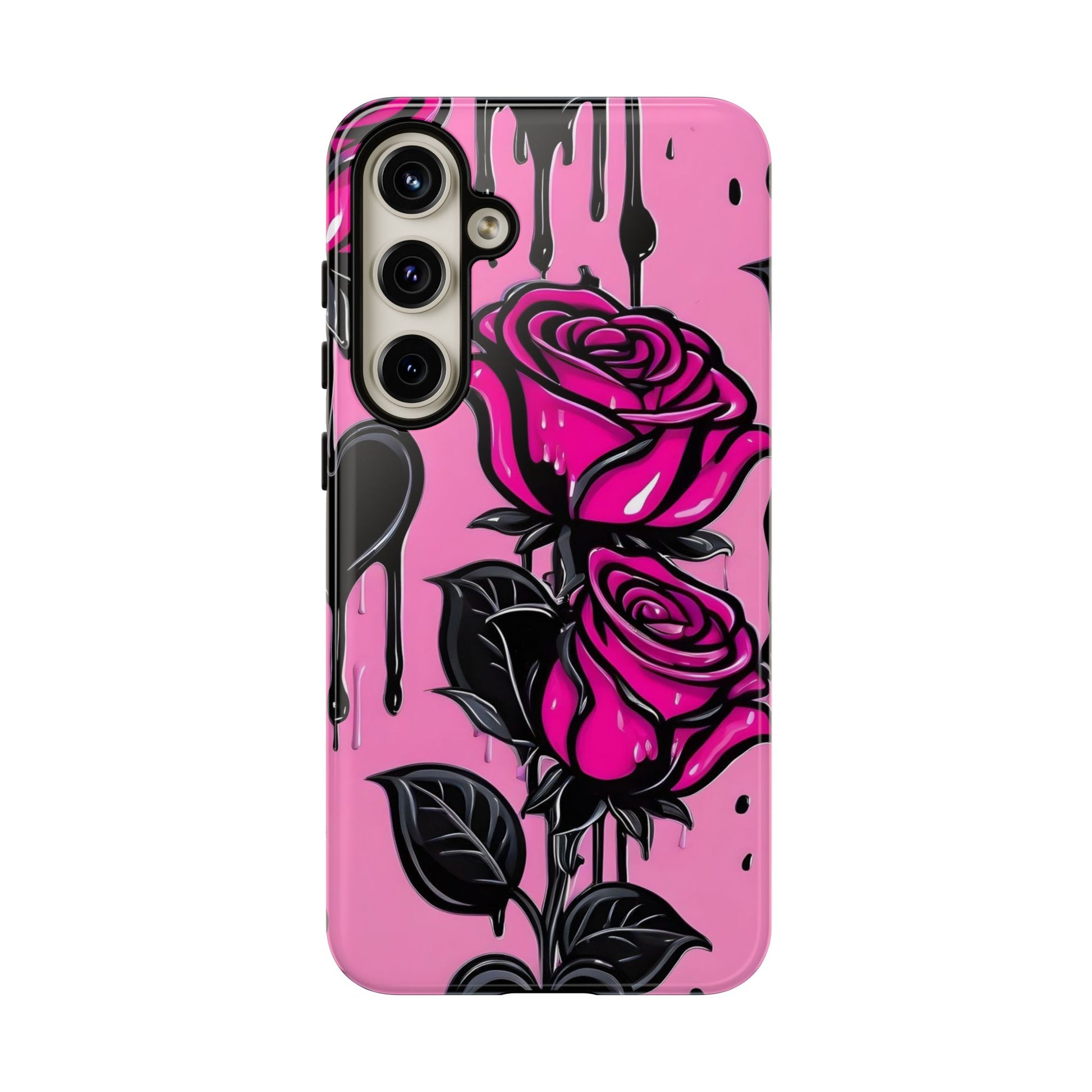 Pink Rose Tough Girly Cases for iPhones, Samsung, and Pixel