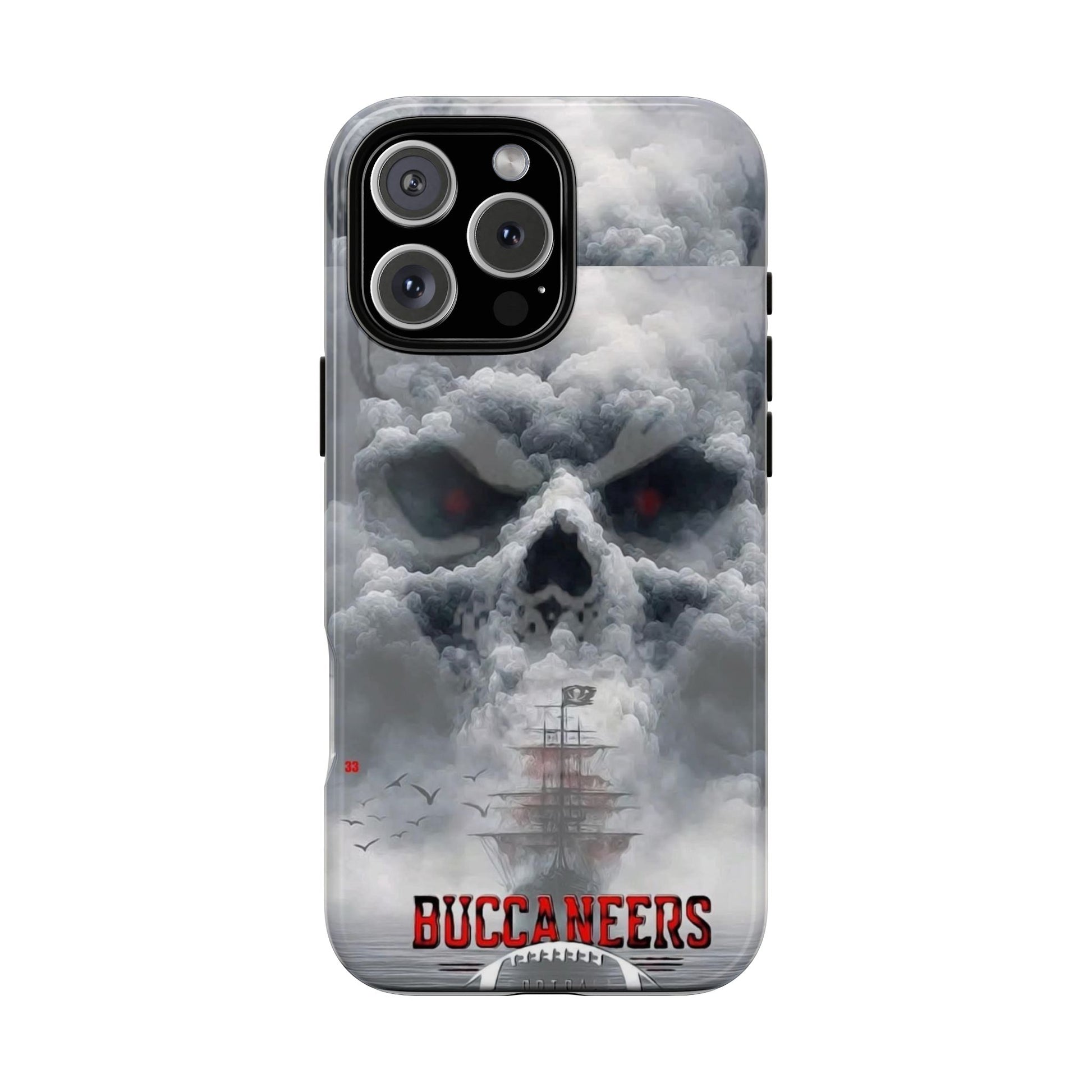 Skull Pirate Ship Football Buccaneers Tough Cases for iPhones, Samsung, and Pixel