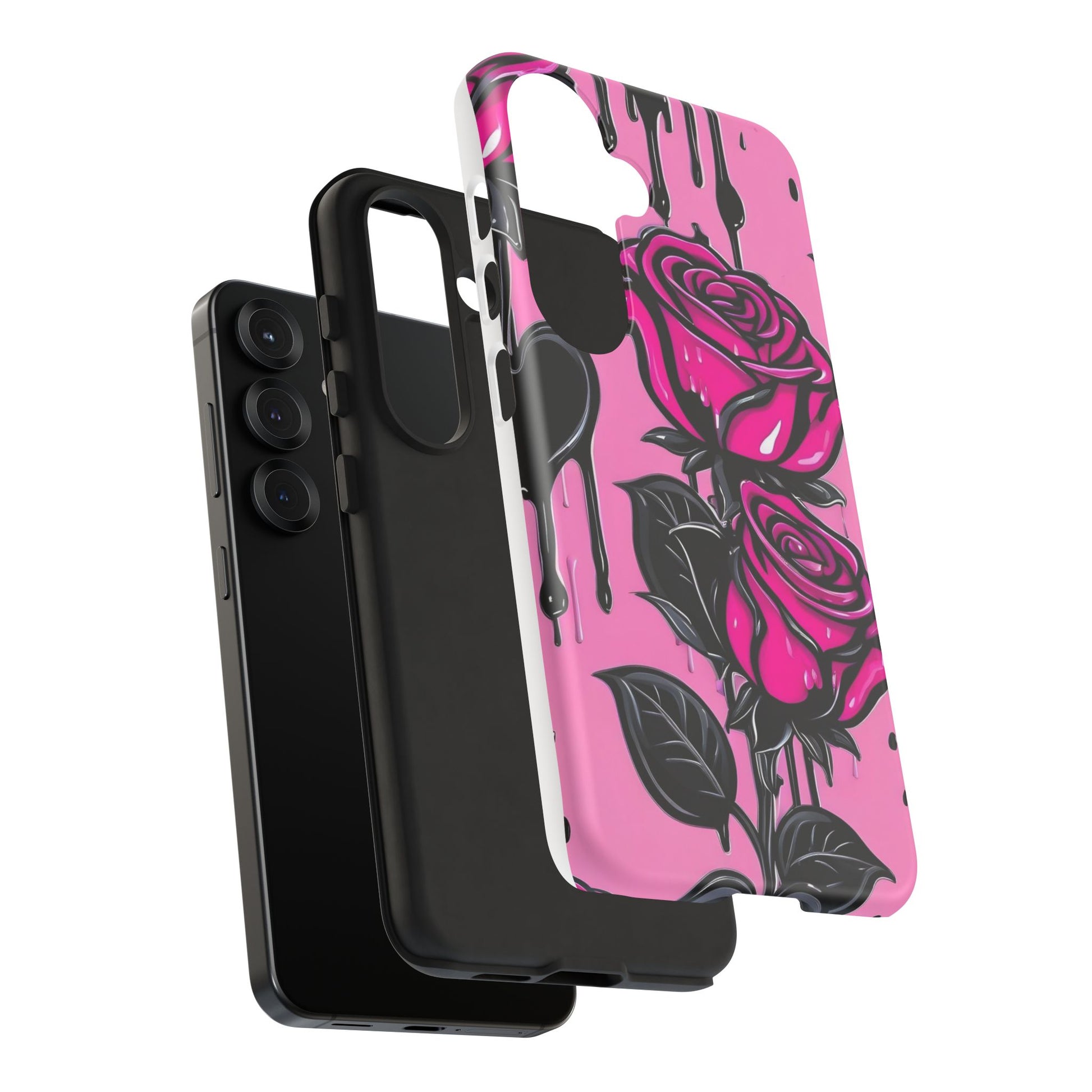 Pink Rose Tough Girly Cases for iPhones, Samsung, and Pixel