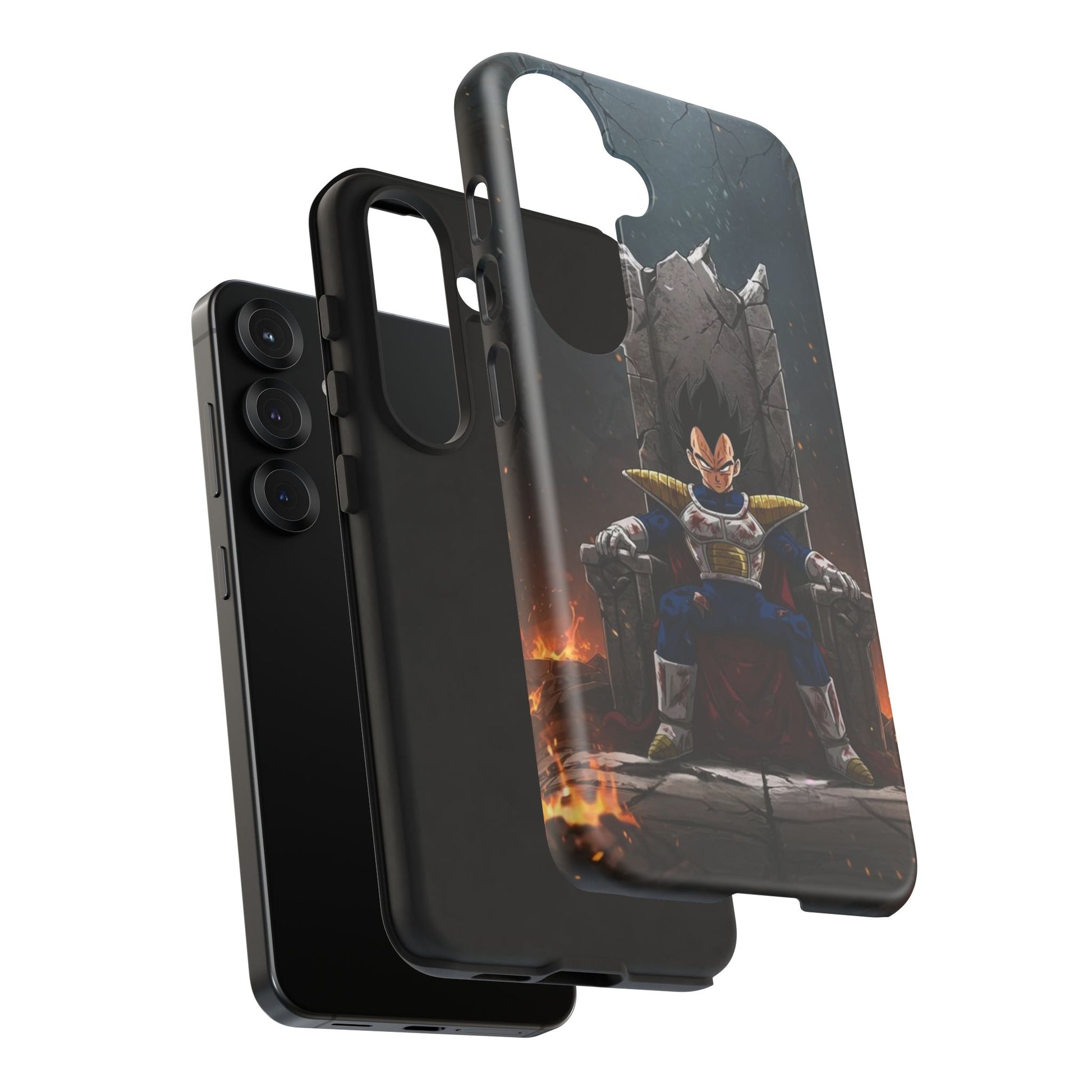 Vegeta on Throne DBZ Theme Tough Cases for iPhones, Samsung, and Pixel