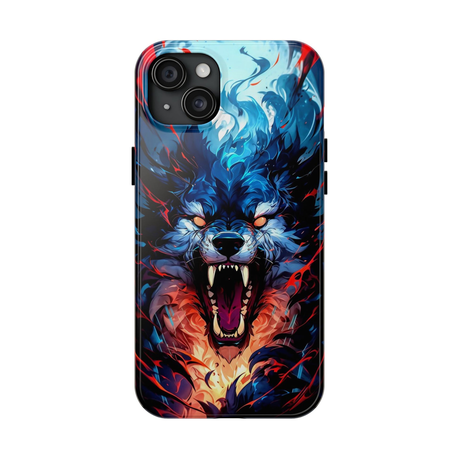 Aggressive Wolf Art Themed Tough Phone Cases for Iphones & Samsung Phones