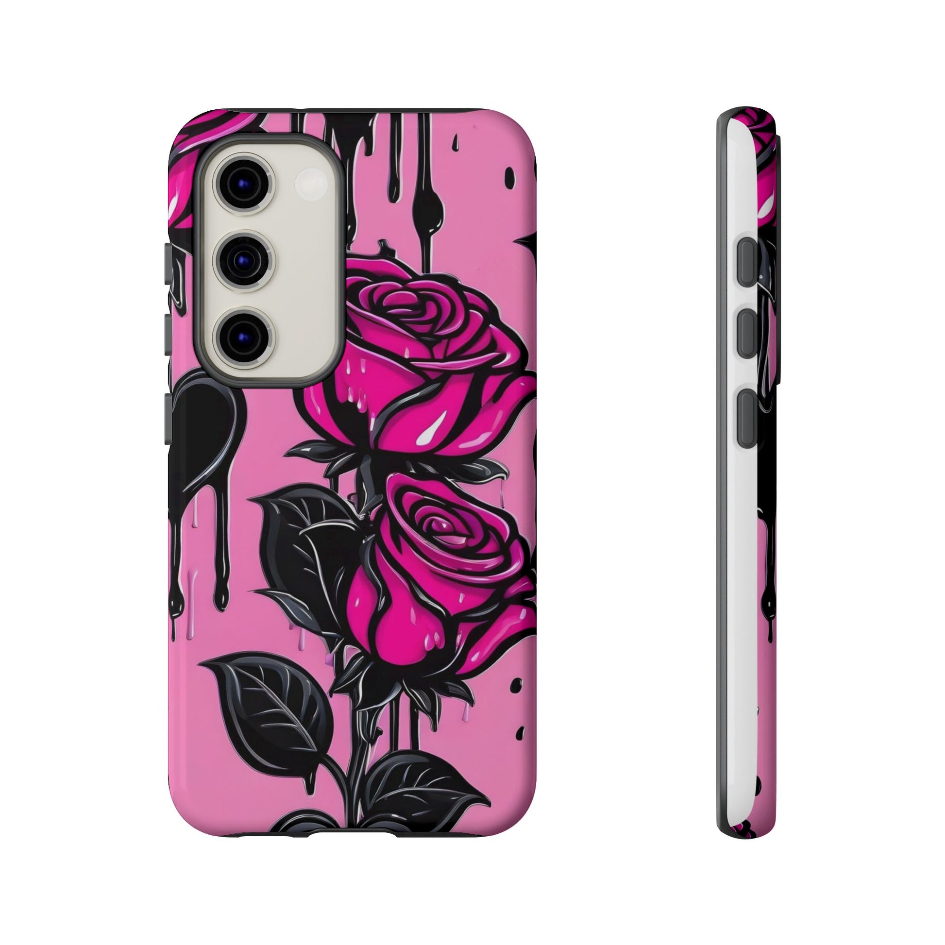 Pink Rose Tough Girly Cases for iPhones, Samsung, and Pixel