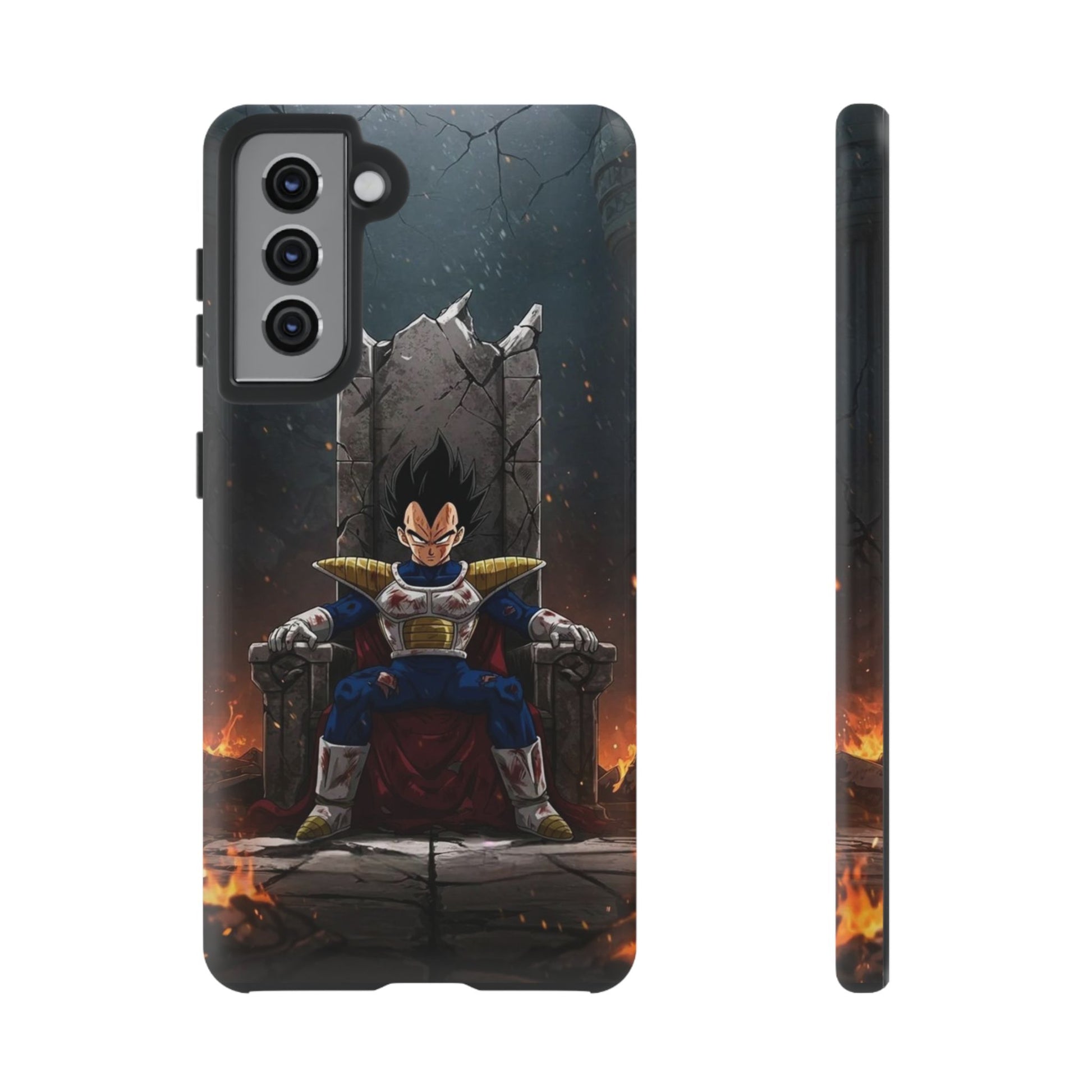Vegeta on Throne DBZ Theme Tough Cases for iPhones, Samsung, and Pixel