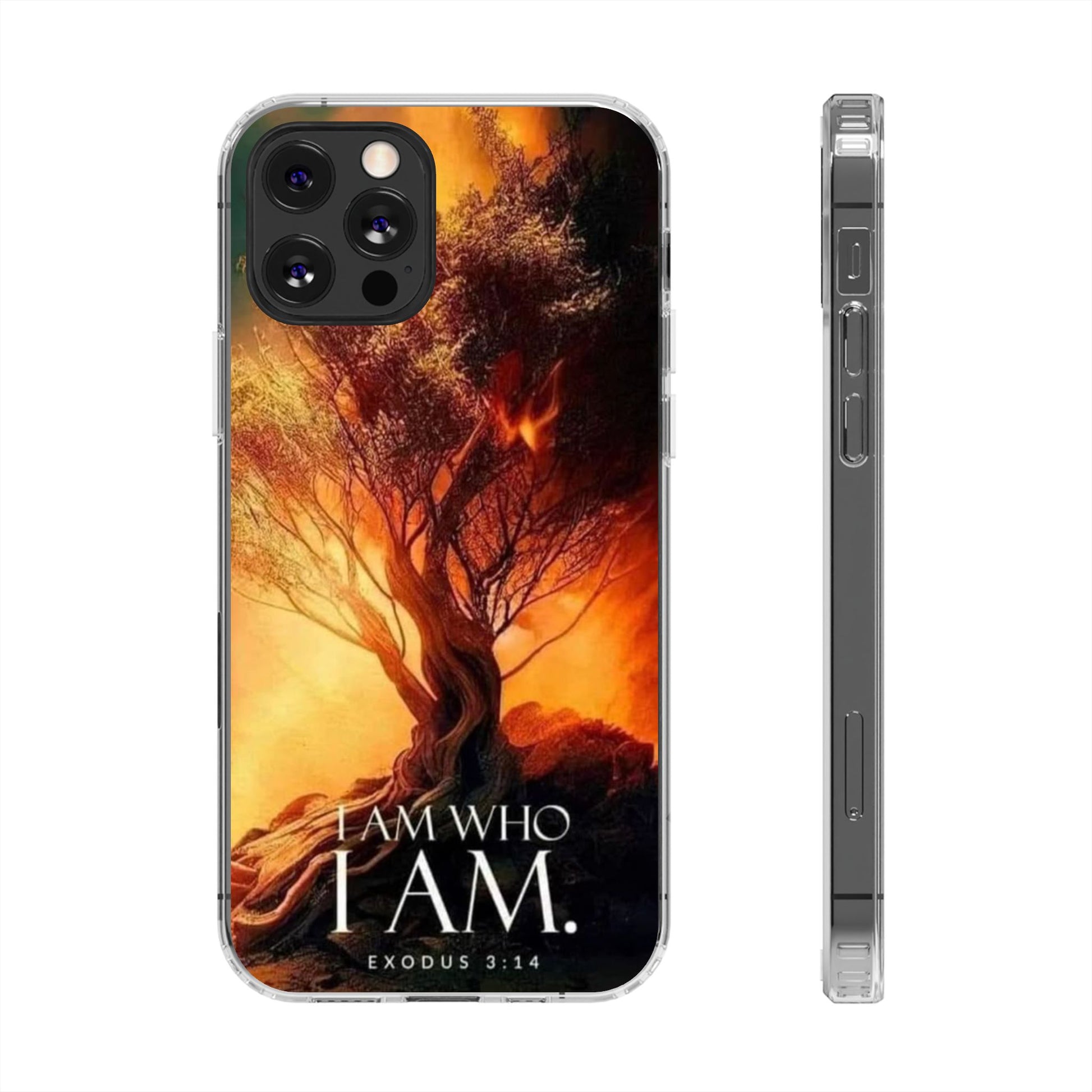Phone Case, I Am Who I Am Bible Verse Clear Case for Iphone Samsung, Religious