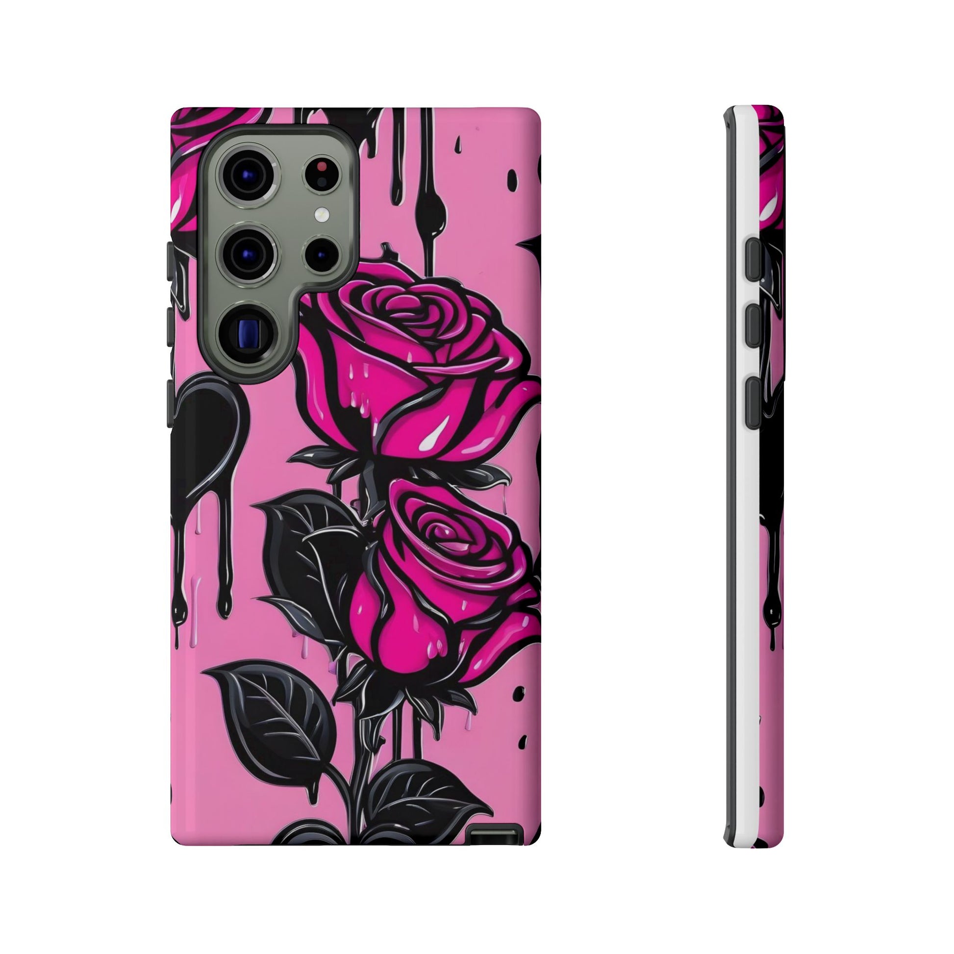 Pink Rose Tough Girly Cases for iPhones, Samsung, and Pixel