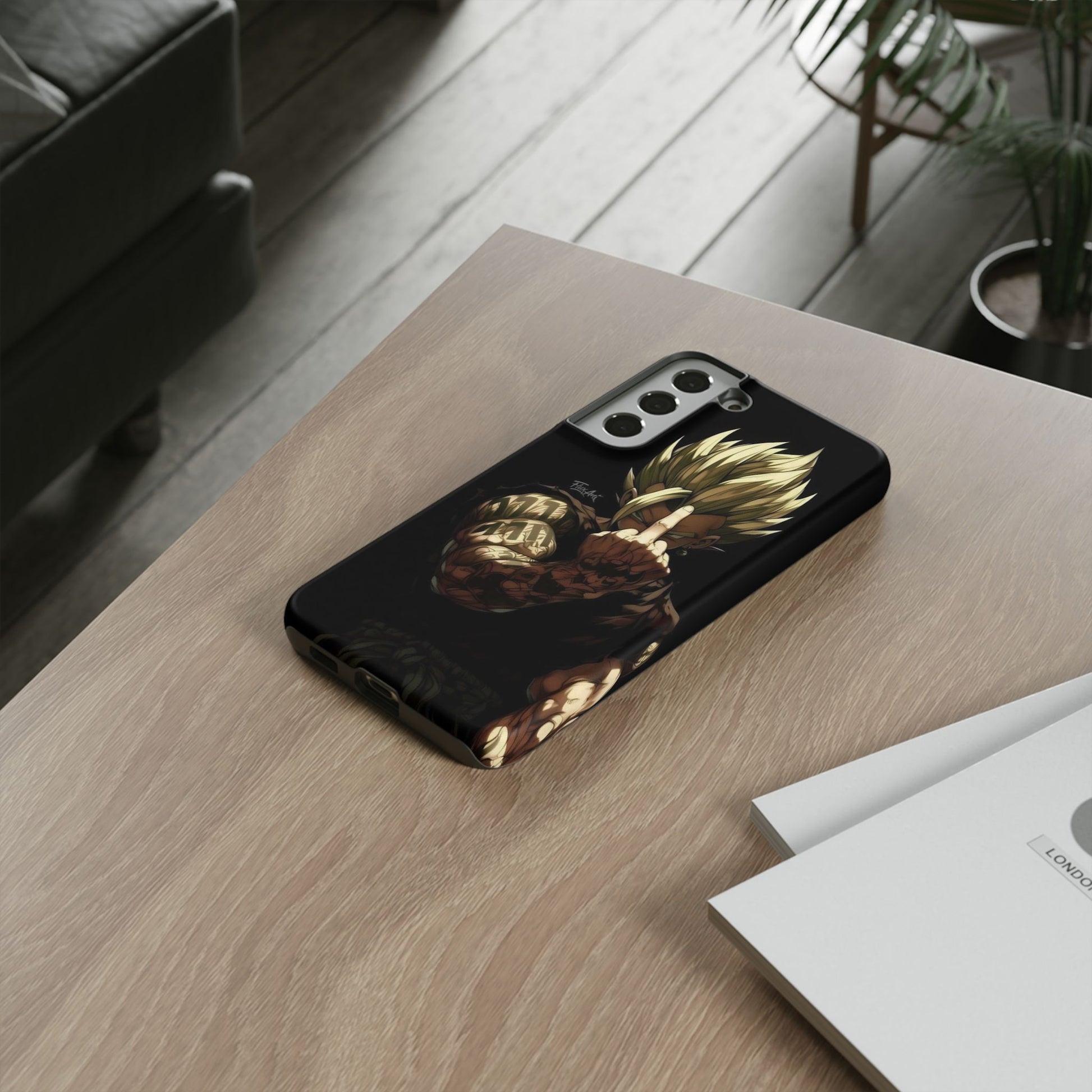 Middle Finger SS Goku Dragon Ball Z Tough Cases for iPhones, Samsung, and Pixel