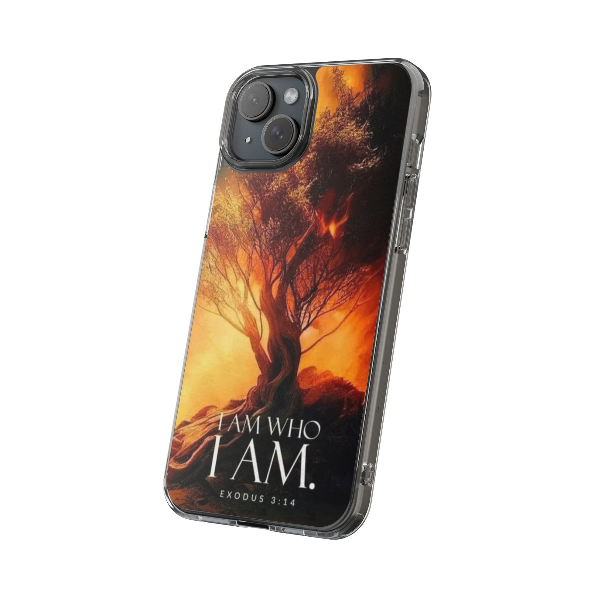 Phone Case, I Am Who I Am Bible Verse Clear Case for Iphone Samsung, Religious