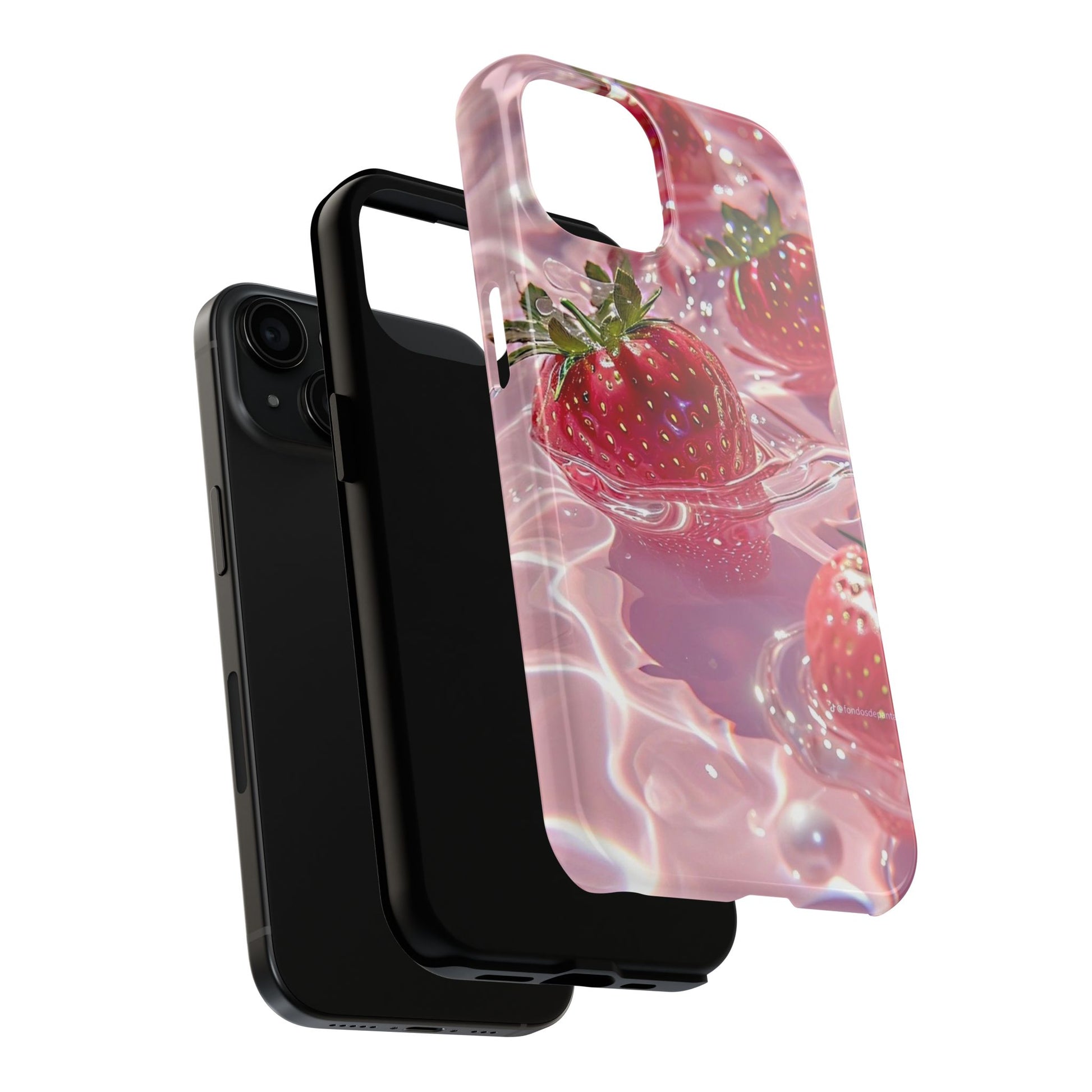 Floating Strawberries Themed Tough Phone Cases for Iphones & Samsung Phones
