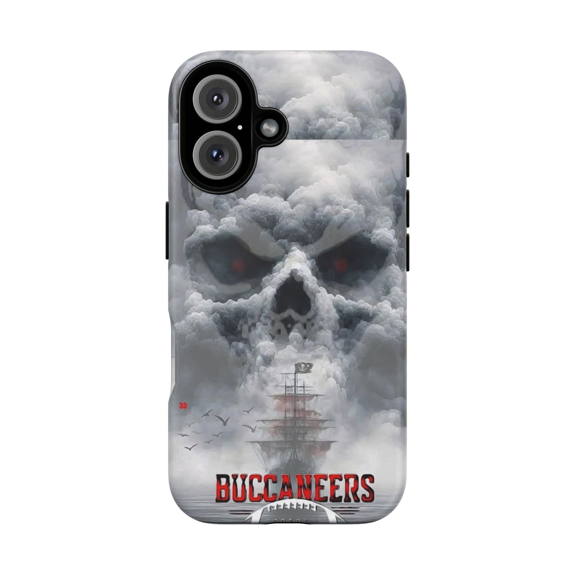 Skull Pirate Ship Football Buccaneers Tough Cases for iPhones, Samsung, and Pixel