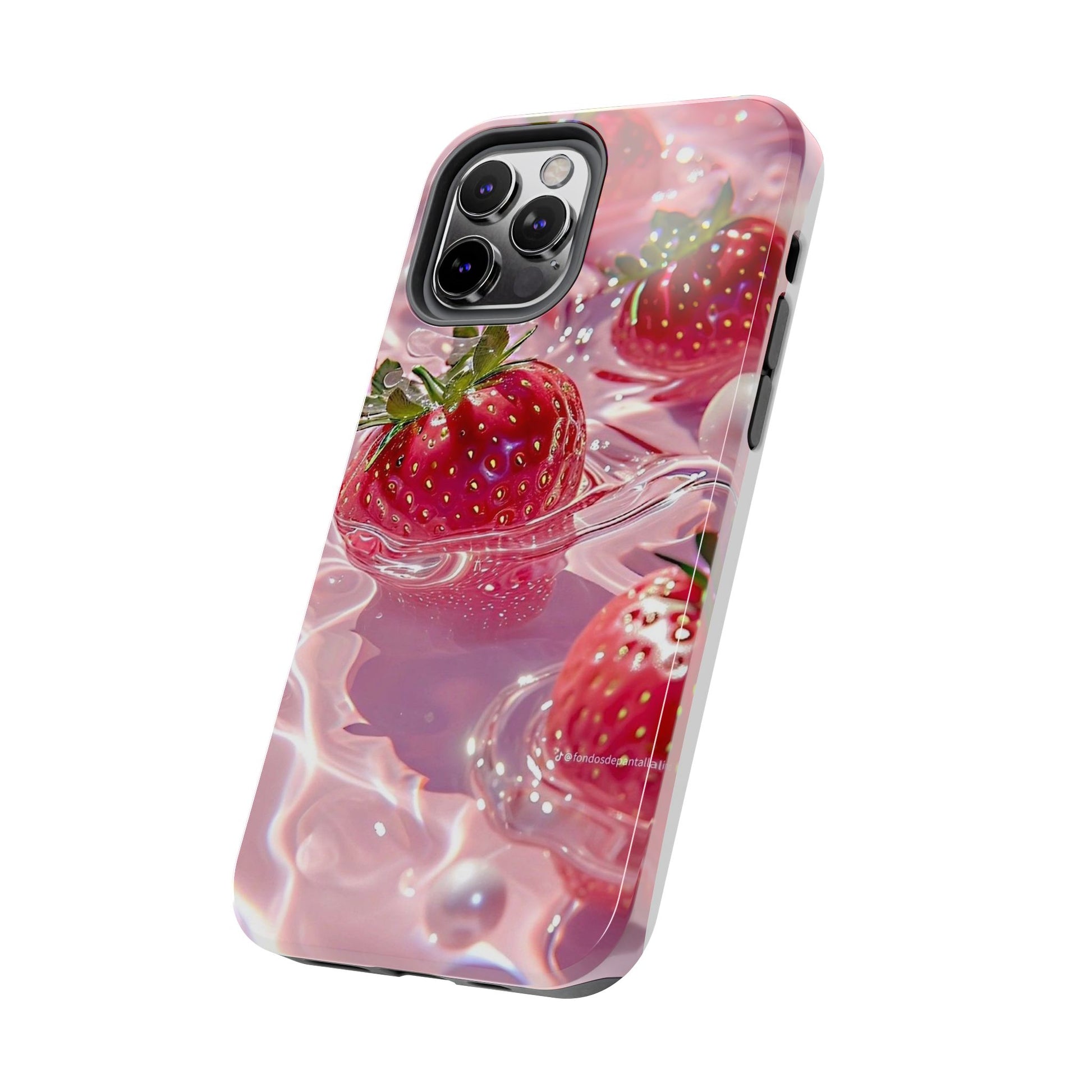 Floating Strawberries Themed Tough Phone Cases for Iphones & Samsung Phones