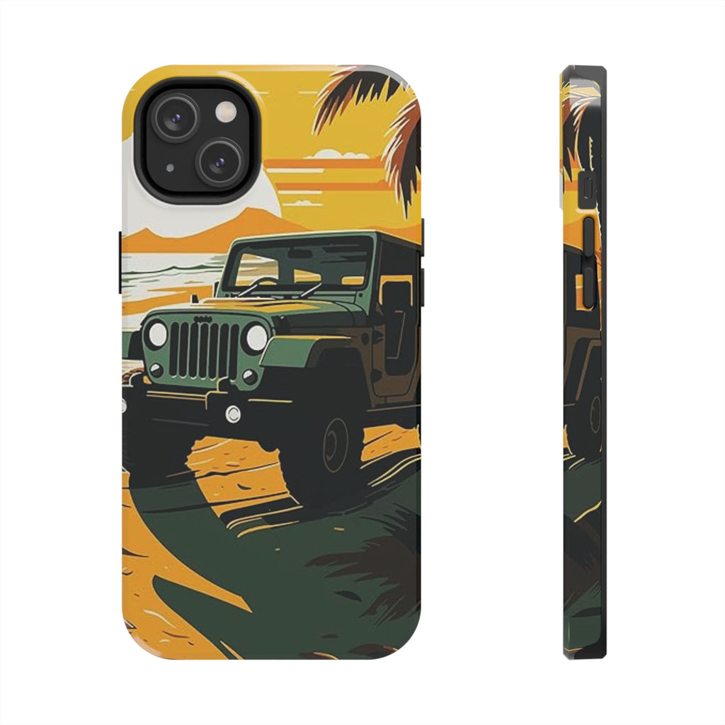 Jeep on Beach Artistic Tough Phone Cases for Iphones & Samsung Phones Durable