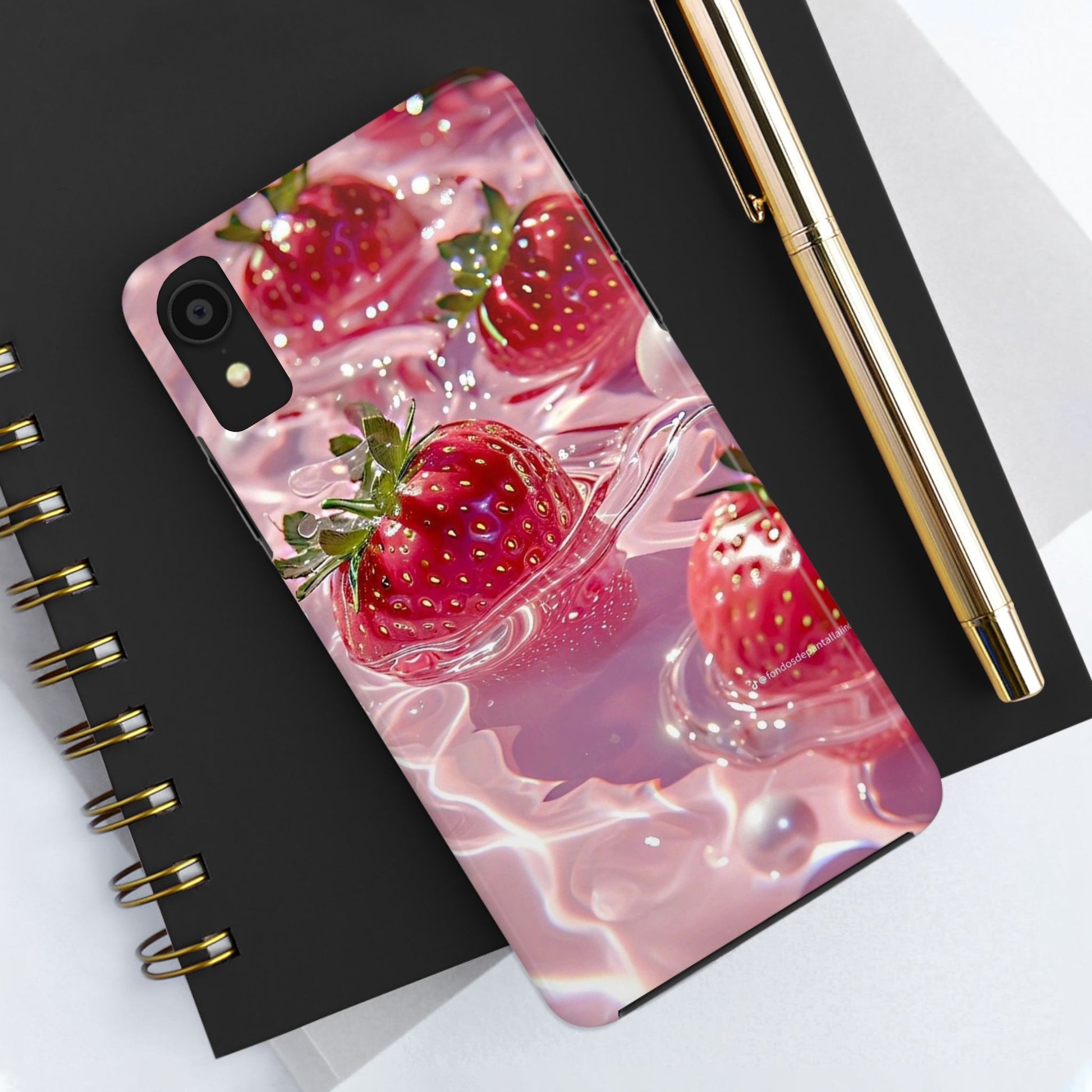 Floating Strawberries Themed Tough Phone Cases for Iphones & Samsung Phones
