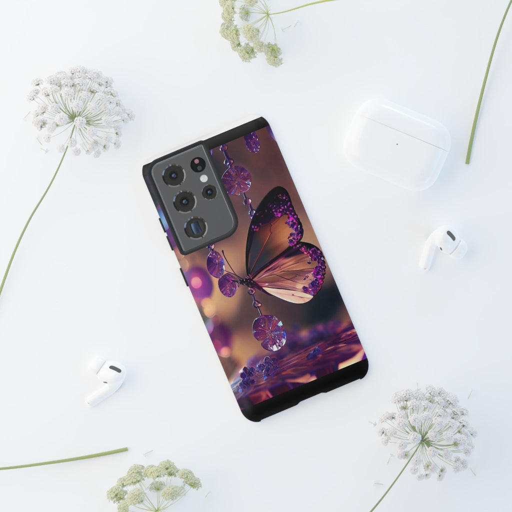 Purple Butterfly Tough Cases for iPhones, Samsung, and Pixel