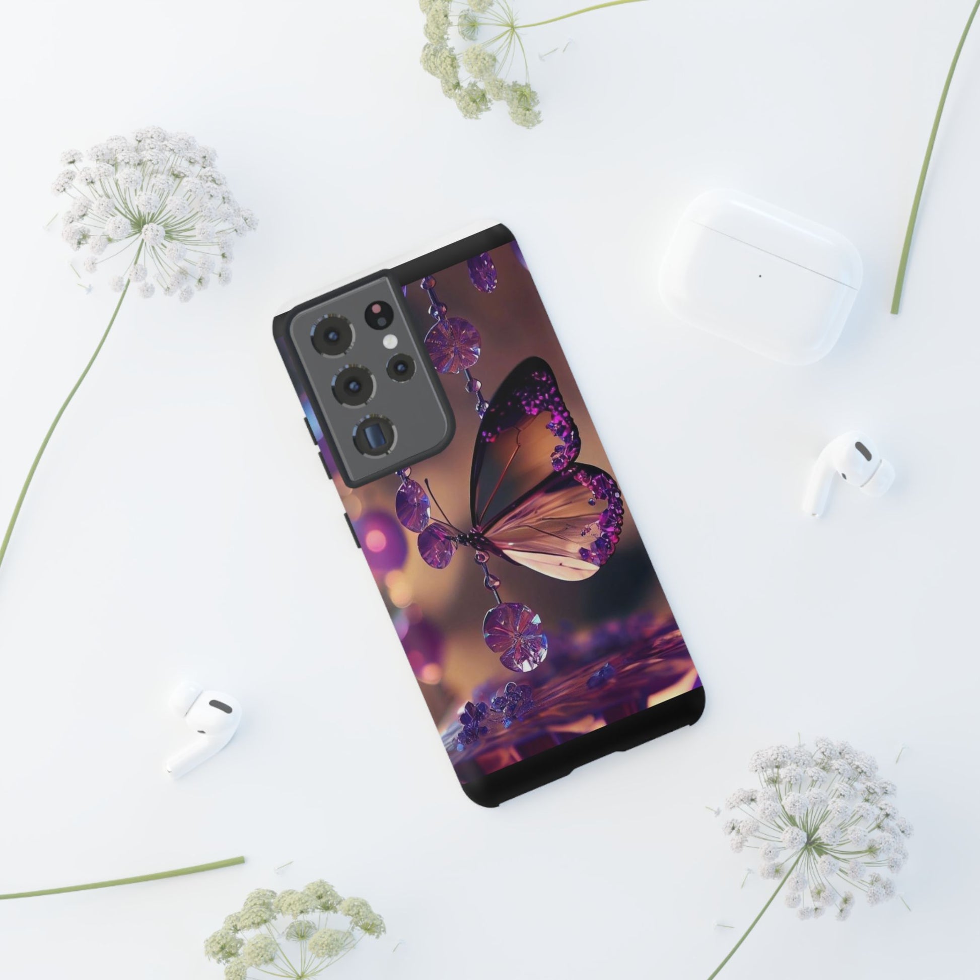 Purple Butterfly Tough Cases for iPhones, Samsung, and Pixel