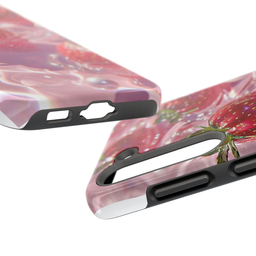 Floating Strawberries Themed Tough Phone Cases for Iphones & Samsung Phones