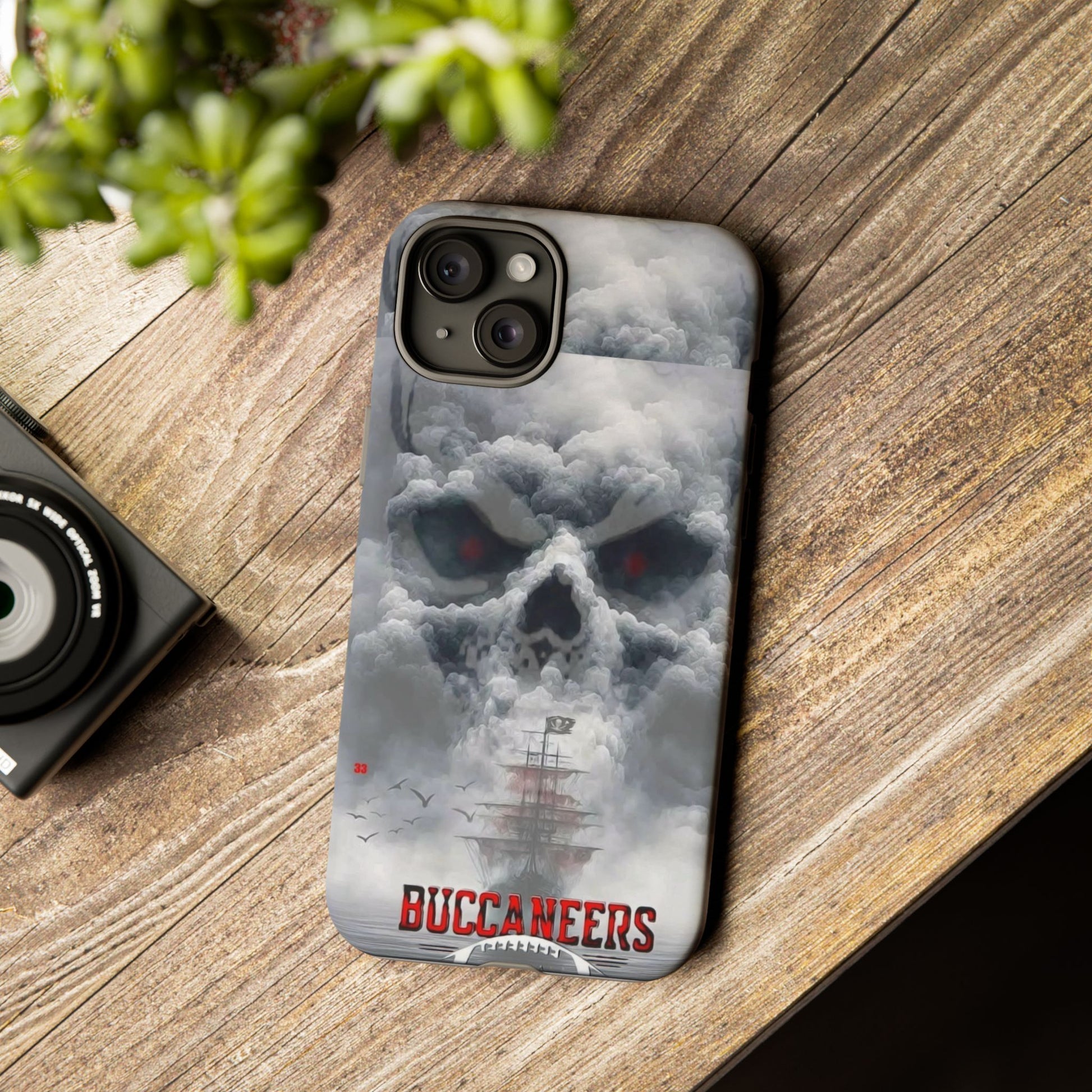 Skull Pirate Ship Football Buccaneers Tough Cases for iPhones, Samsung, and Pixel