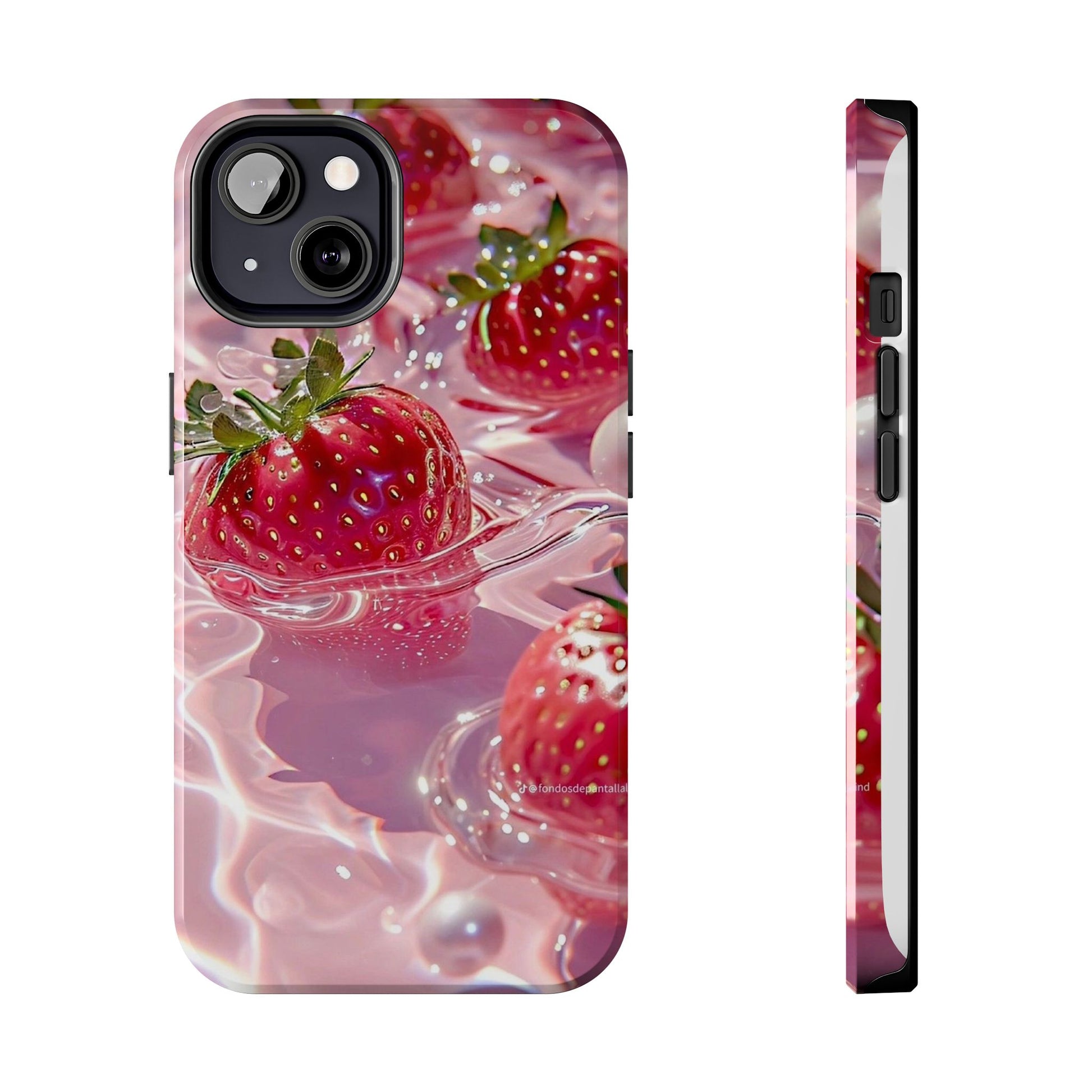 Floating Strawberries Themed Tough Phone Cases for Iphones & Samsung Phones