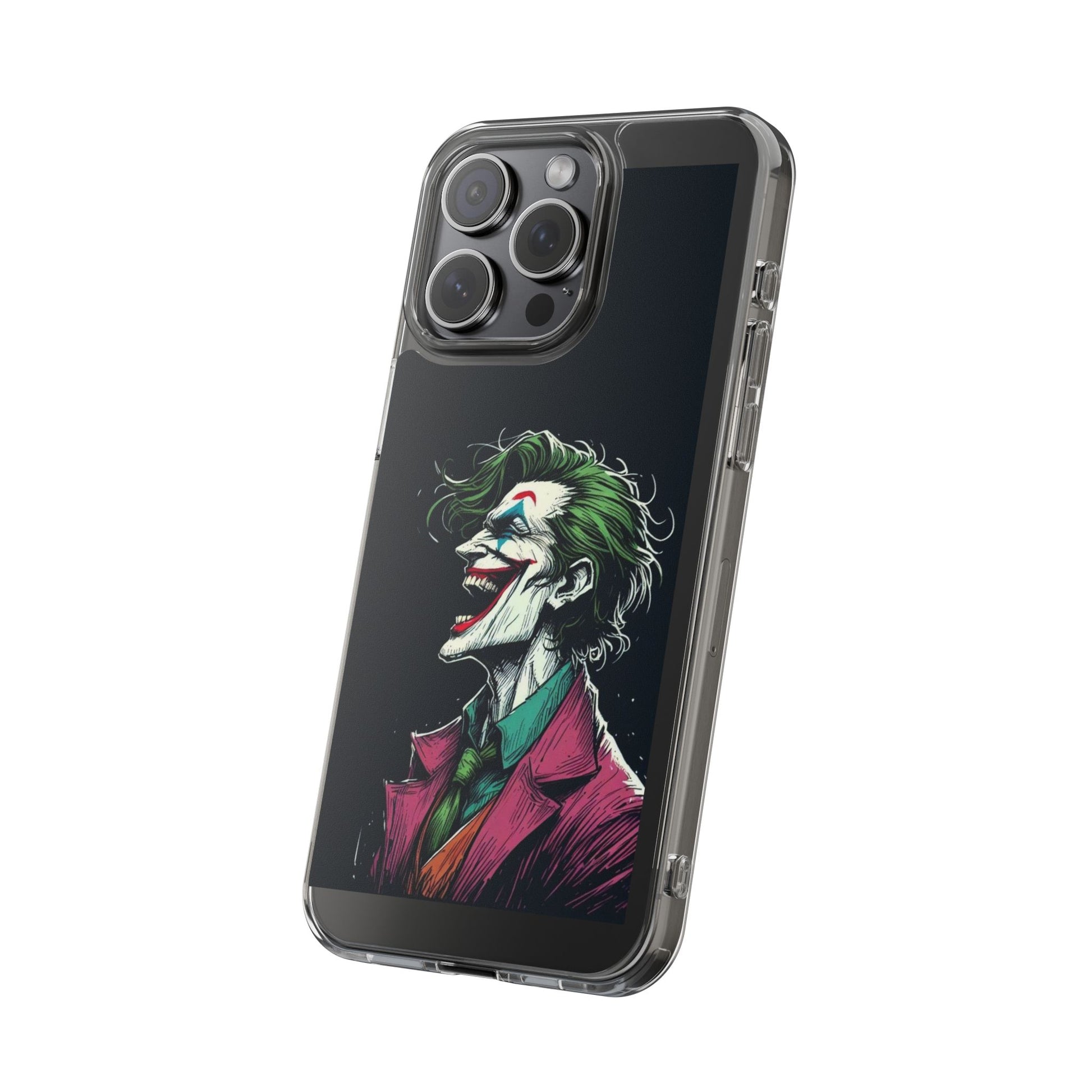 Phone Case, Comic book Inspired Design Joker Laughing, Clear Phone Cover