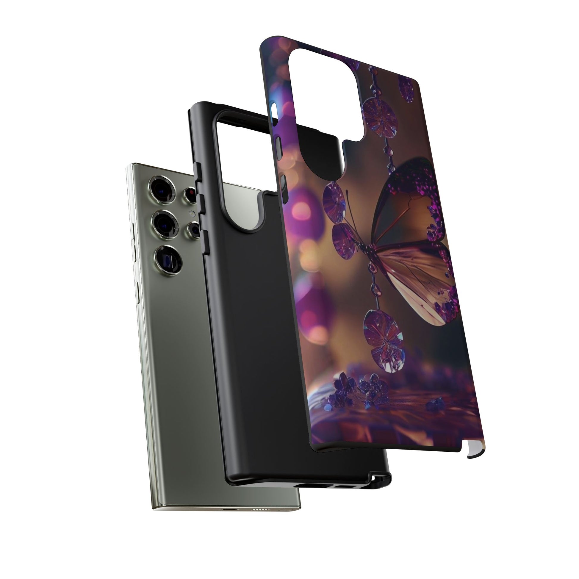Purple Butterfly Tough Cases for iPhones, Samsung, and Pixel