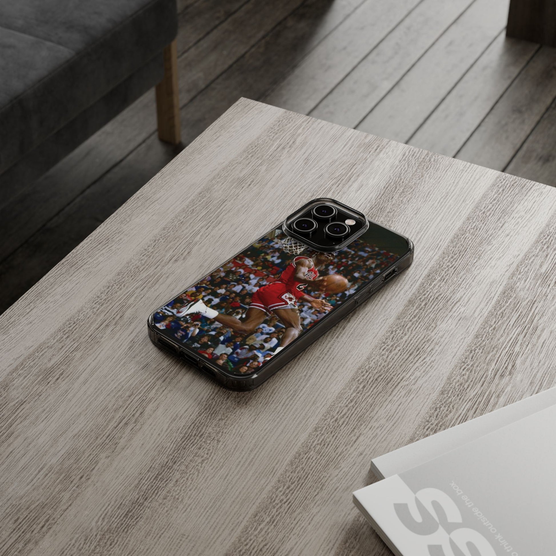 Vintage Jordan Dunk themed Basketball Inspired design Clear Phone Cases
