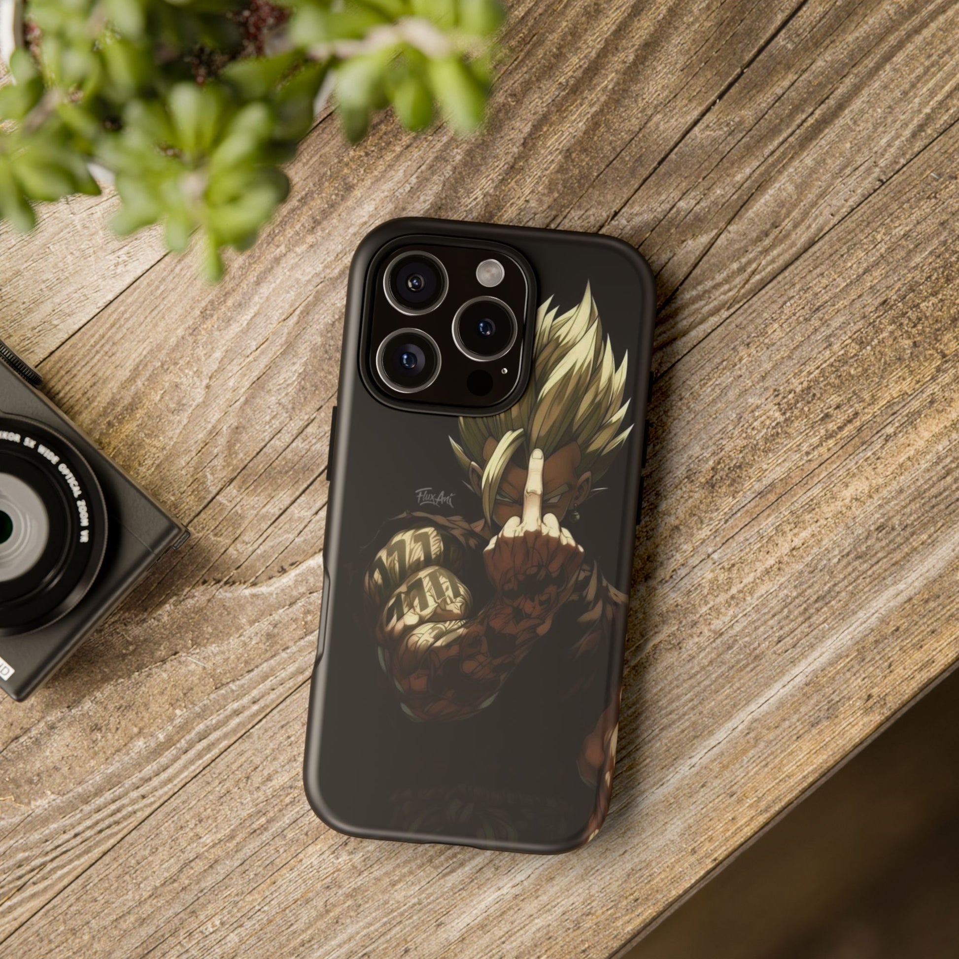 Middle Finger SS Goku Dragon Ball Z Tough Cases for iPhones, Samsung, and Pixel