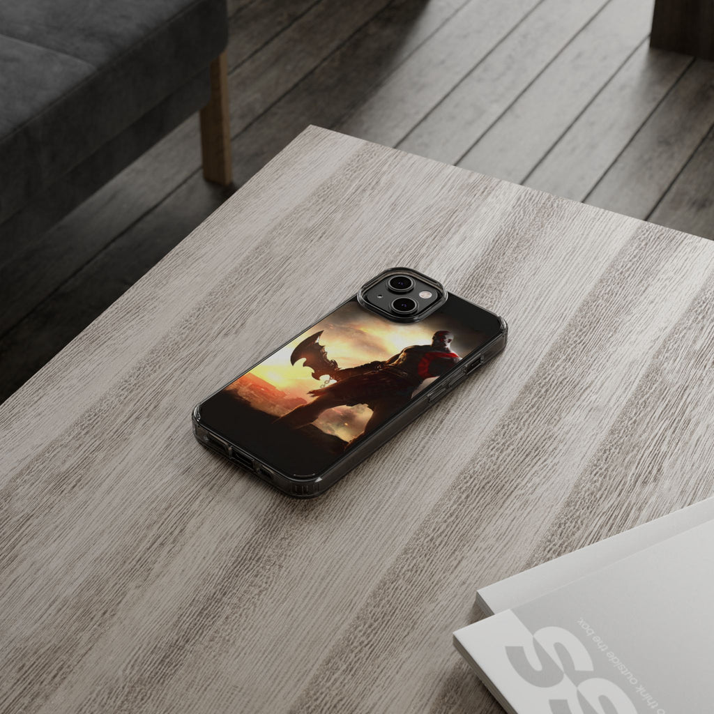 Phone Case, Gaming Inspired War God Clear Case for Gamers, PS4 Fans,