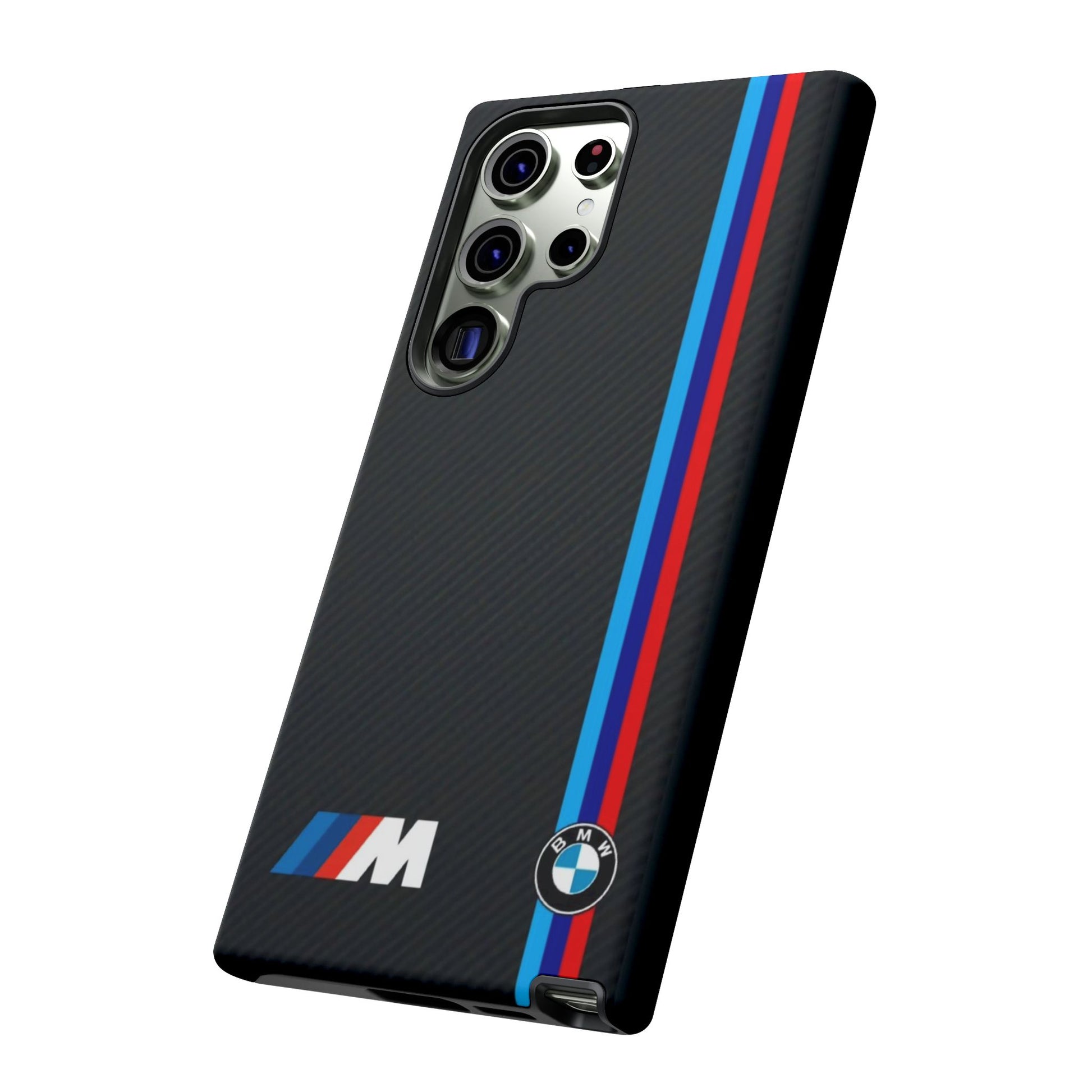 BMW M Stripes Carbon Fiber Design Tough Cases for iPhones, Samsung, and Pixel