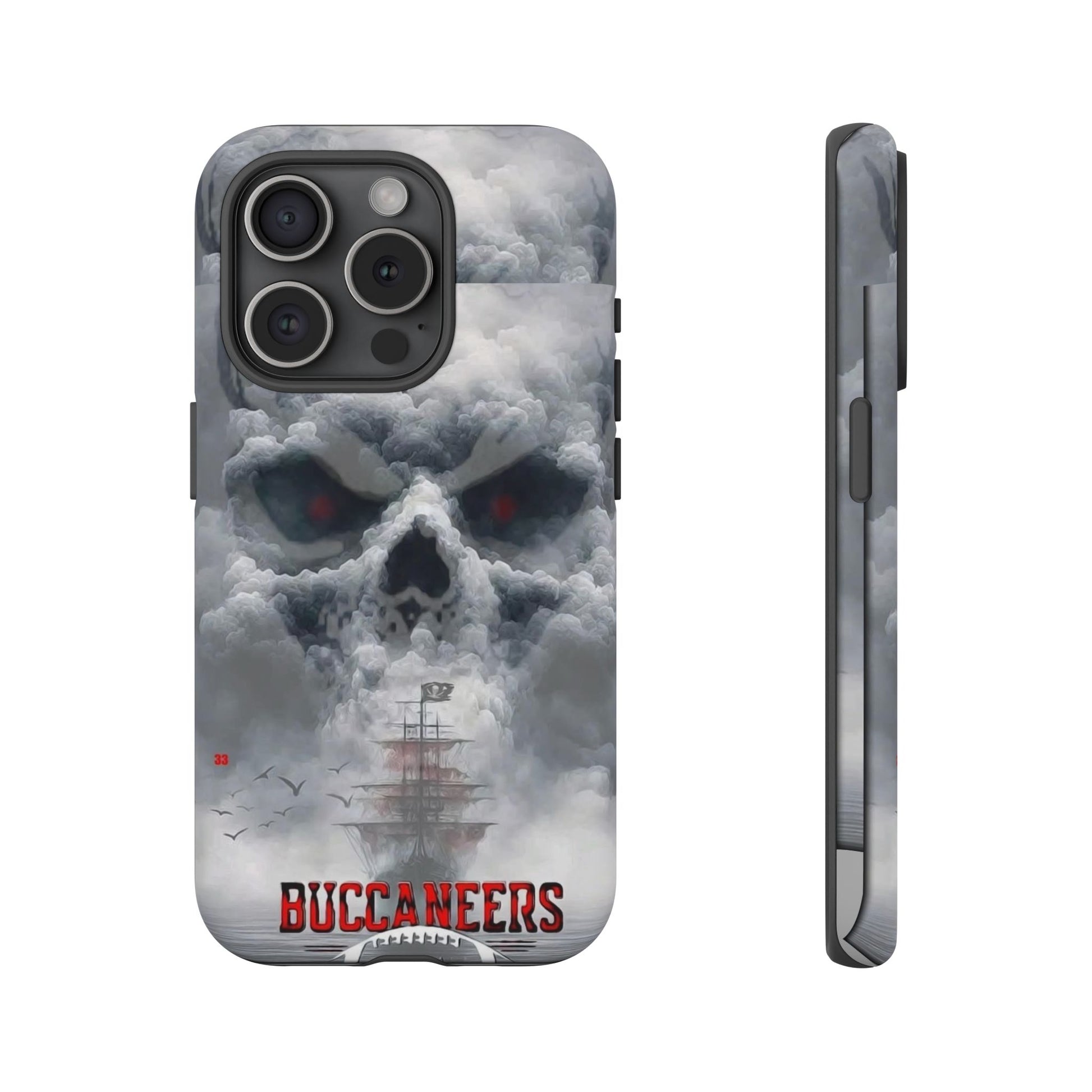 Skull Pirate Ship Football Buccaneers Tough Cases for iPhones, Samsung, and Pixel