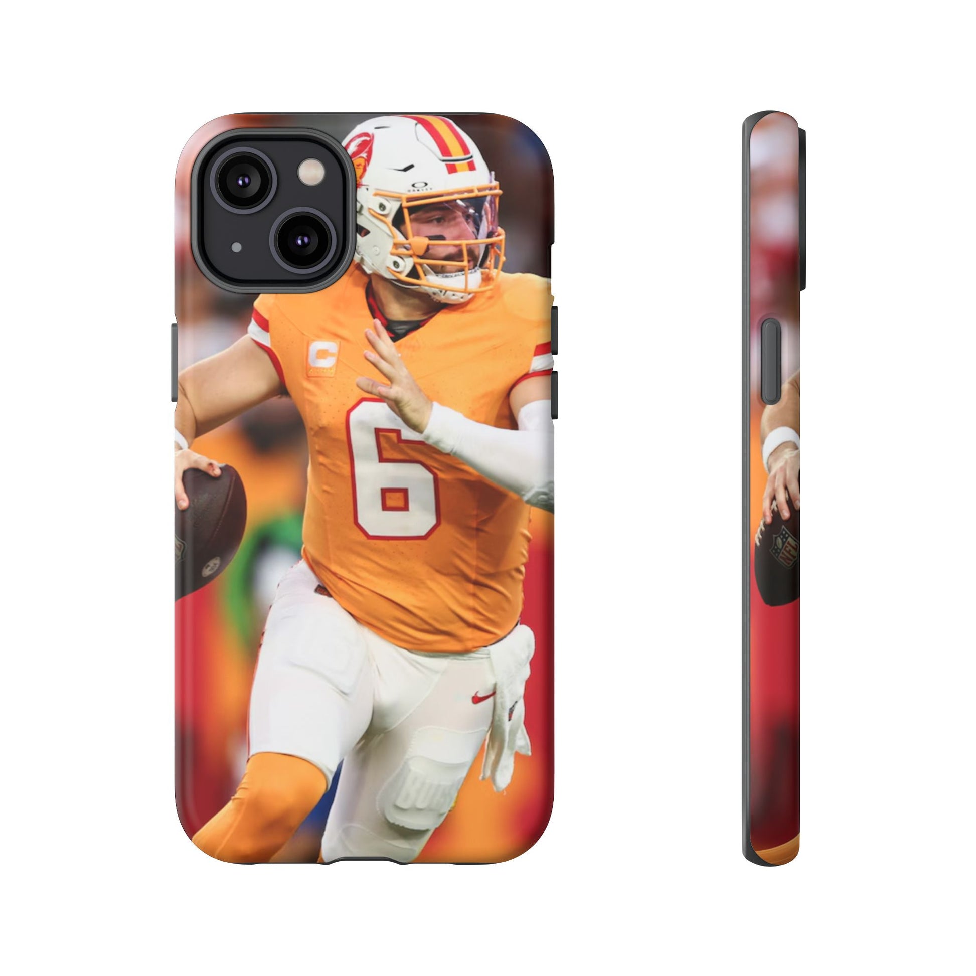 Tampa Bay Buccaneers Baker Mayfield Football Tough Cases for iPhones, Samsung, and Pixel