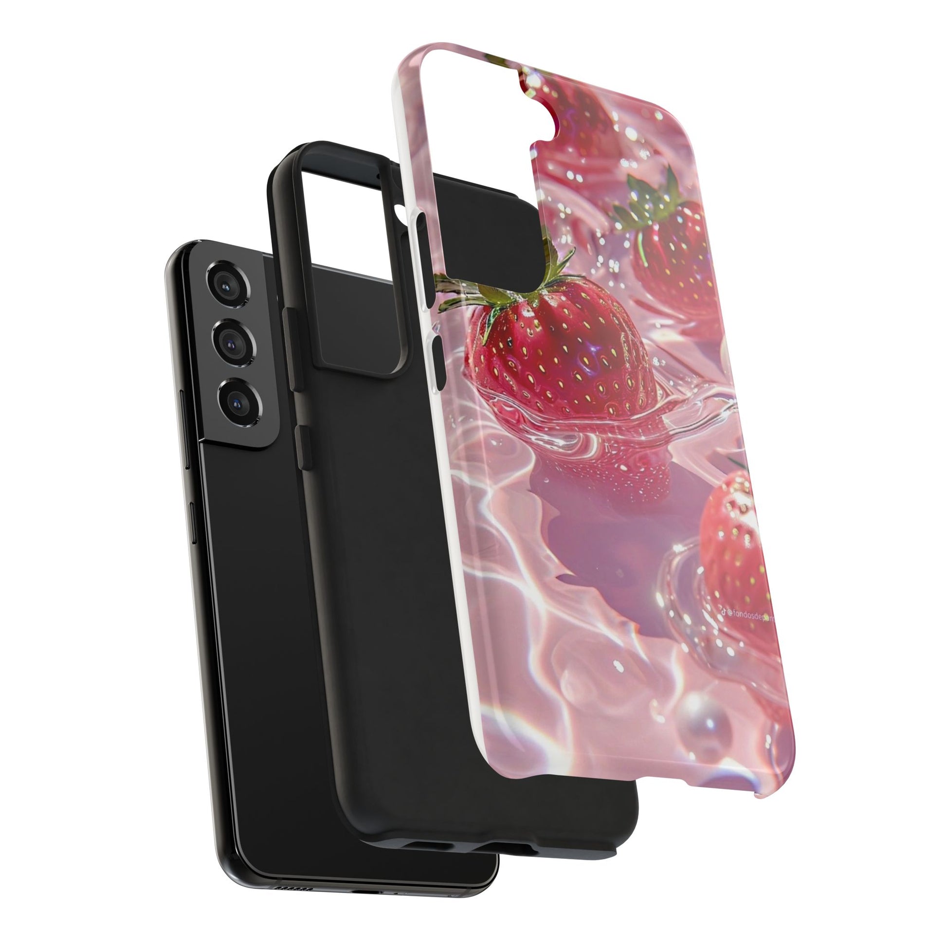 Floating Strawberries Themed Tough Phone Cases for Iphones & Samsung Phones